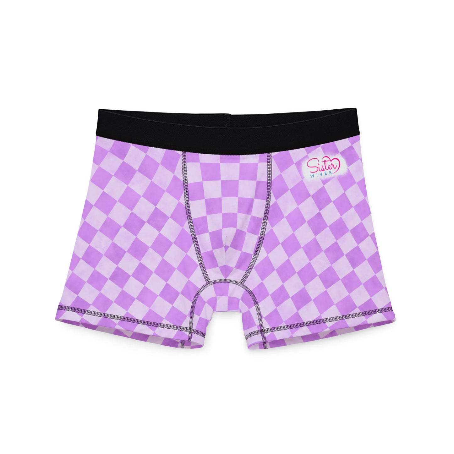 Purple Checker Men’s Boxer Briefs | Aesthetic Stretch Underwear | ENM & Polyamory Friendly Loungewear