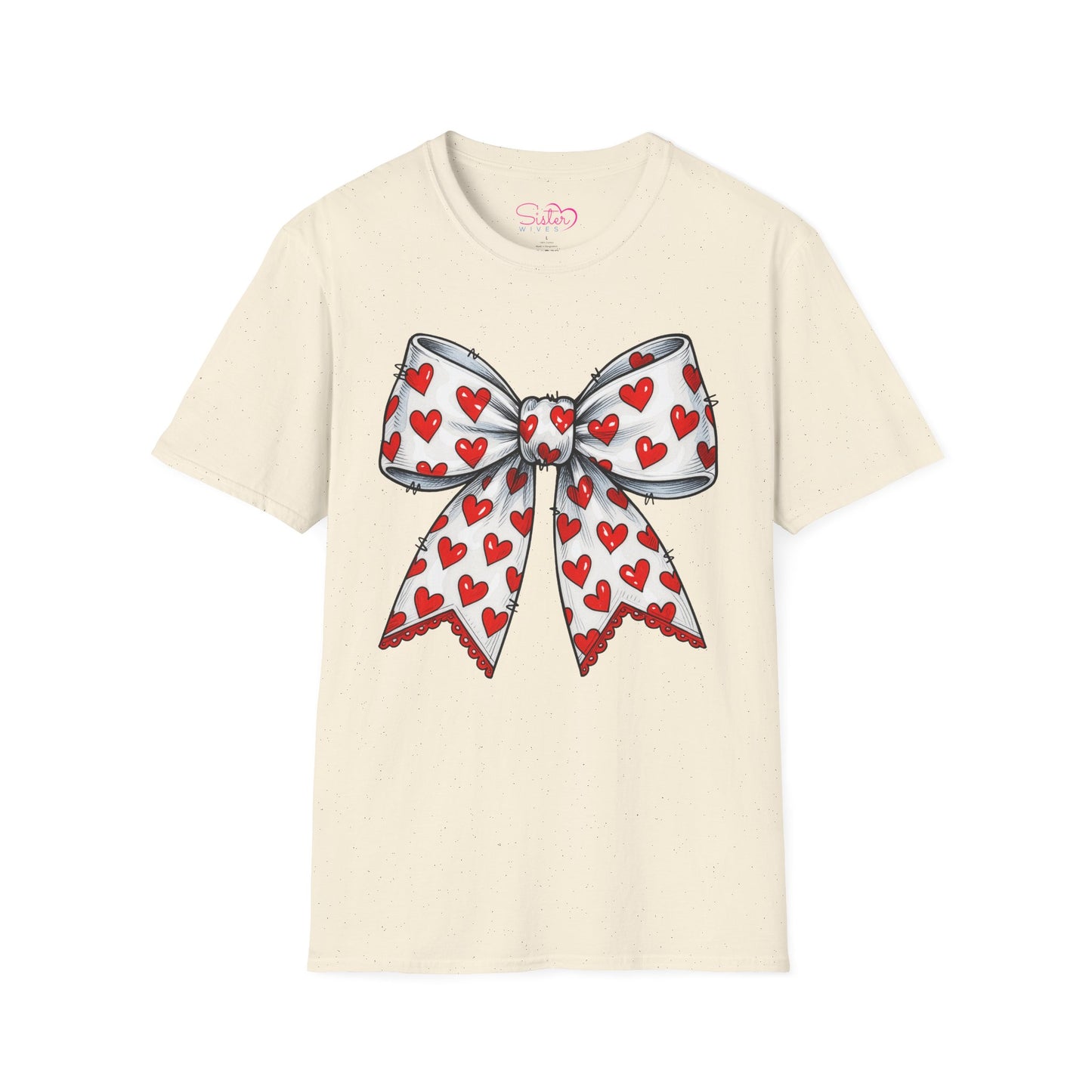 Valentine's Day Red Coquette Bow Shirt – Flirty Valentine Bow T-Shirt, Polyamory ENM Non-Monogamy Symbol Tee, Unisex Gildan 64000