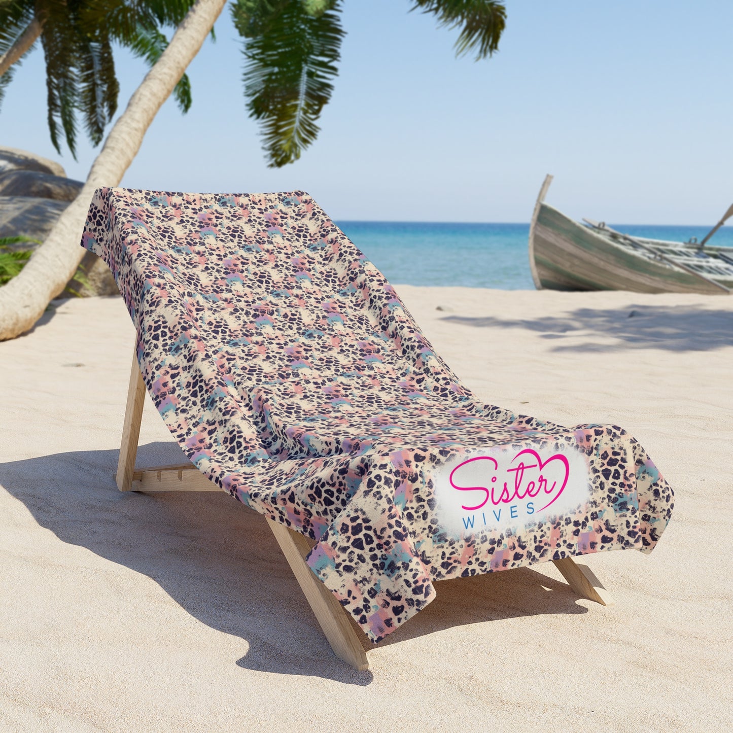 Pastel Leopard Abstract Beach Towel | Polyamory & ENM Friendly | Soft Aesthetic Pool & Beach Towel | Cruise, Resort & Pride Travel Towel | Sisterwives Collection