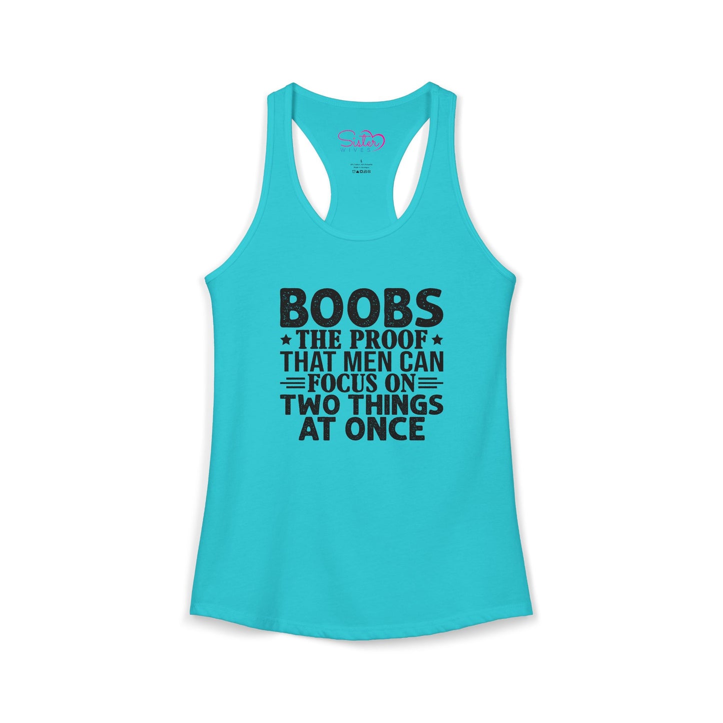 Funny Boobs Racerback Tank | Cheeky Humor Tank Top | Women’s Sarcastic Summer Shirt | Bold Statement Apparel