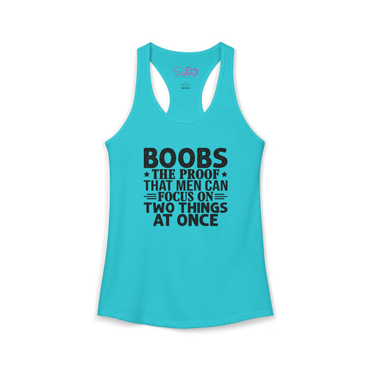 Funny Boobs Racerback Tank | Cheeky Humor Tank Top | Women’s Sarcastic Summer Shirt | Bold Statement Apparel