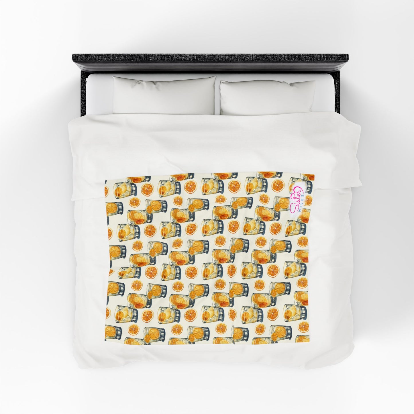 Citrus Cocktails Throw Blanket | Citrus Cocktail Cozy Blanket | Retro Kitchen & Bar Decor | Polyamory & ENM Friendly Home Decor | Swinger Lifestyle Cozy Blanket | Minimalist Blush Stripe Throw