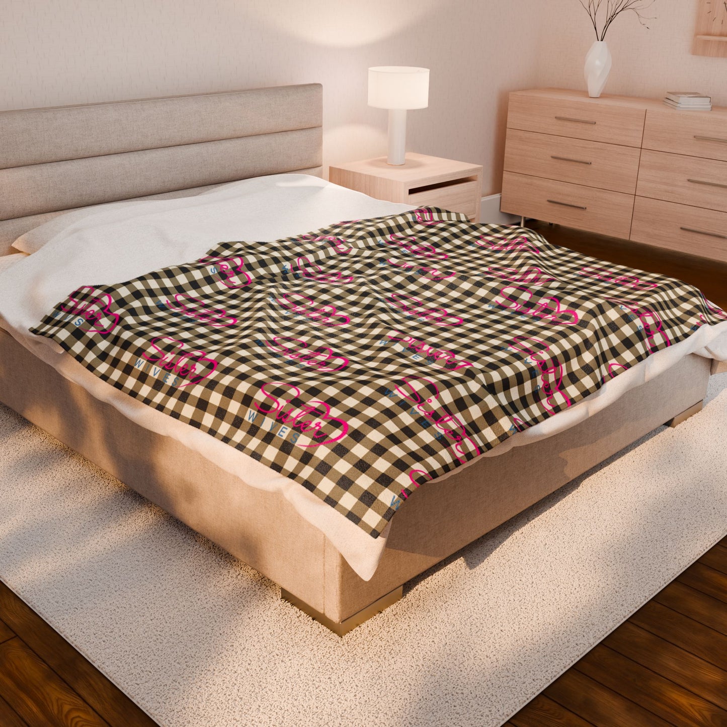 Sister Wives Black & White Checkered Velveteen Plush Blanket