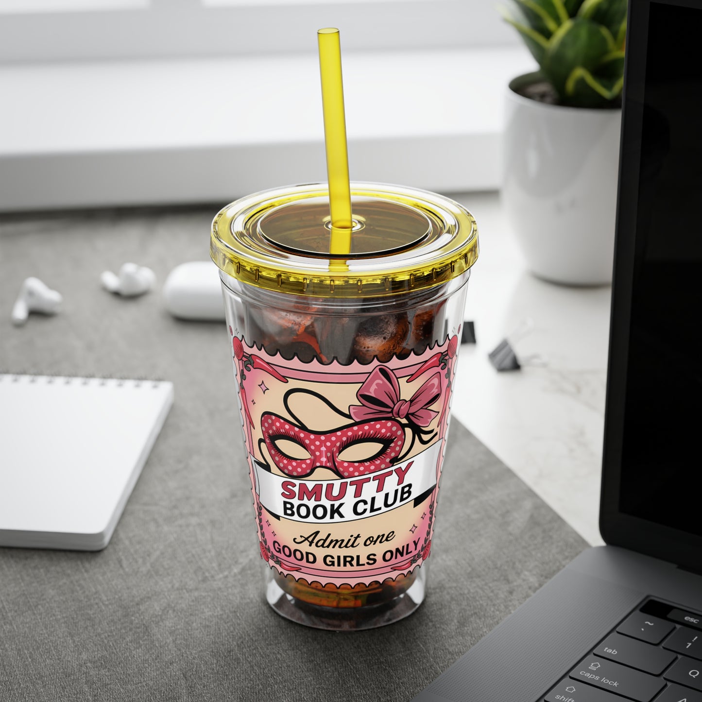 Admit One: Smutty Book Club – 16oz Sunsplash Tumbler | Polyamory Pride Cup | ENM Lifestyle Drinkware | Swinger Aesthetic Travel Cup | Spicy Romance Reader Gift | Poly, Open Relationship,...
