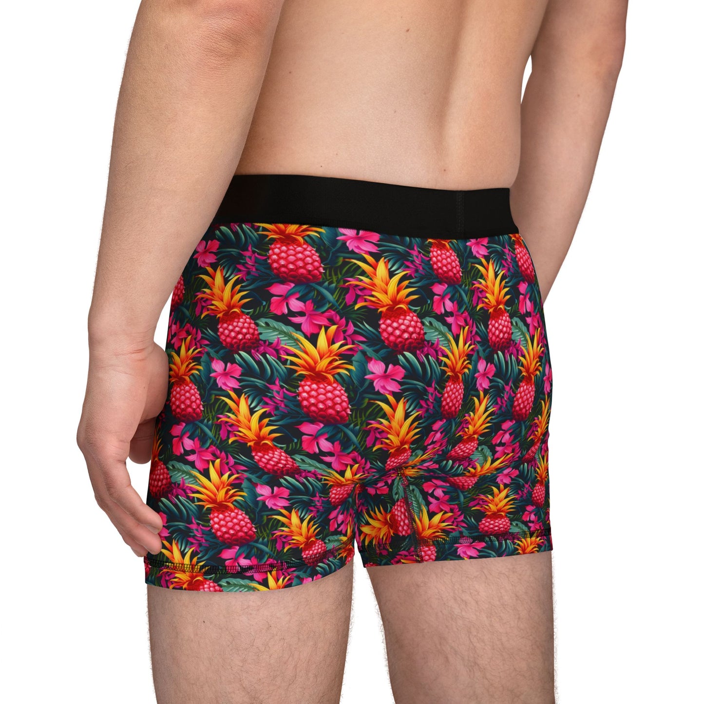 Sisterwives Pink Pineapple Paradise Men's Boxers | Fun Swinger Underwear, Summer Loungewear, Tropical Gift, Comfortable Boxers, Vibrant Print