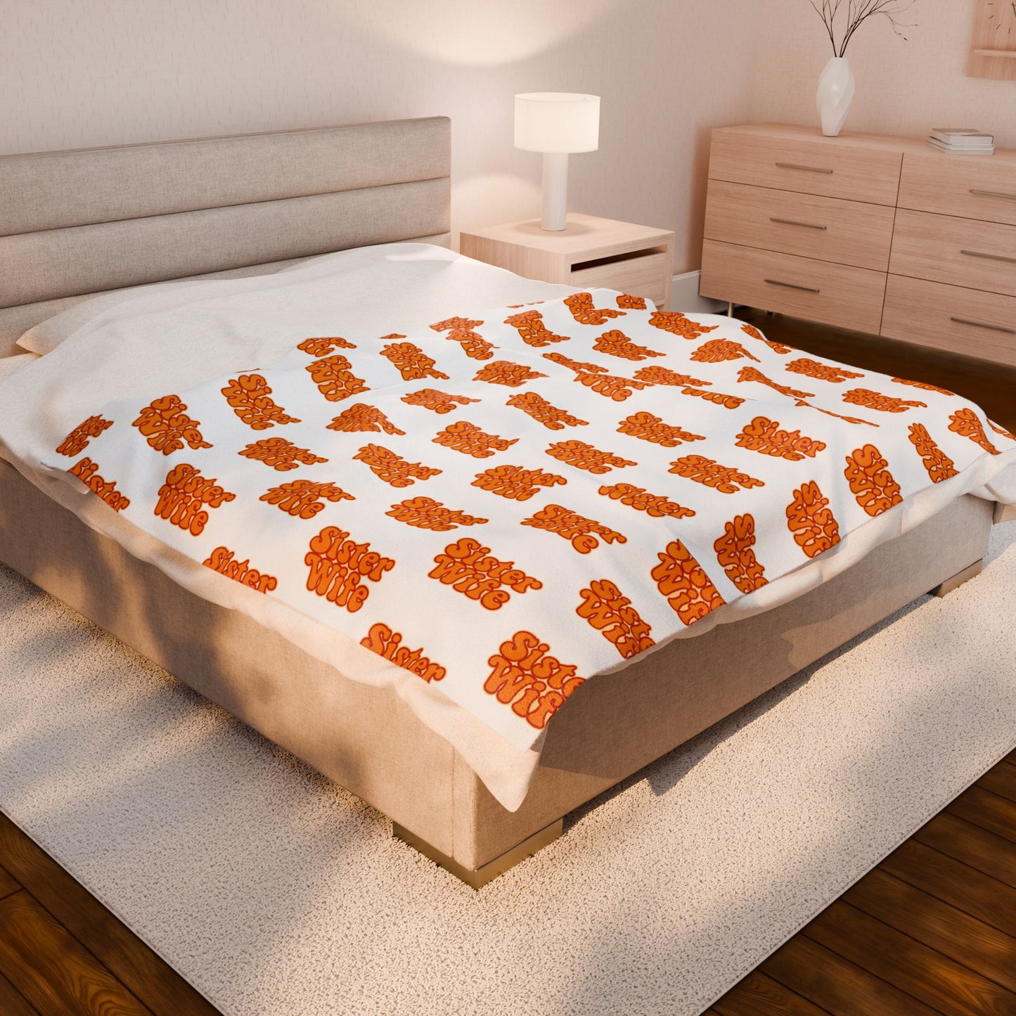 Sister Wife Orange Velveteen Plush Blanket Soft Throw