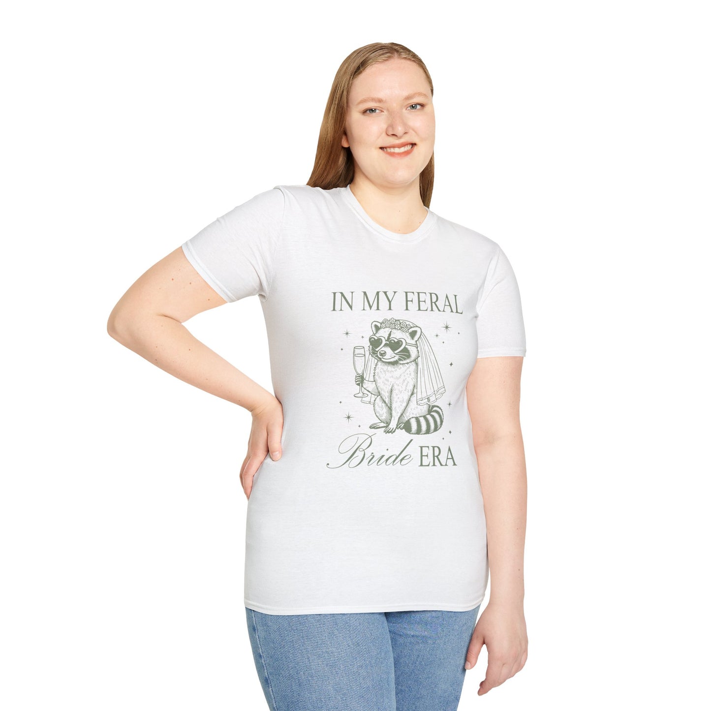 In My Feral Bride Era Shirt – Funny Bachelorette Party Tee, Chaotic Bride Humor Wedding Shirt, Poly-Friendly Unisex Gildan 64000