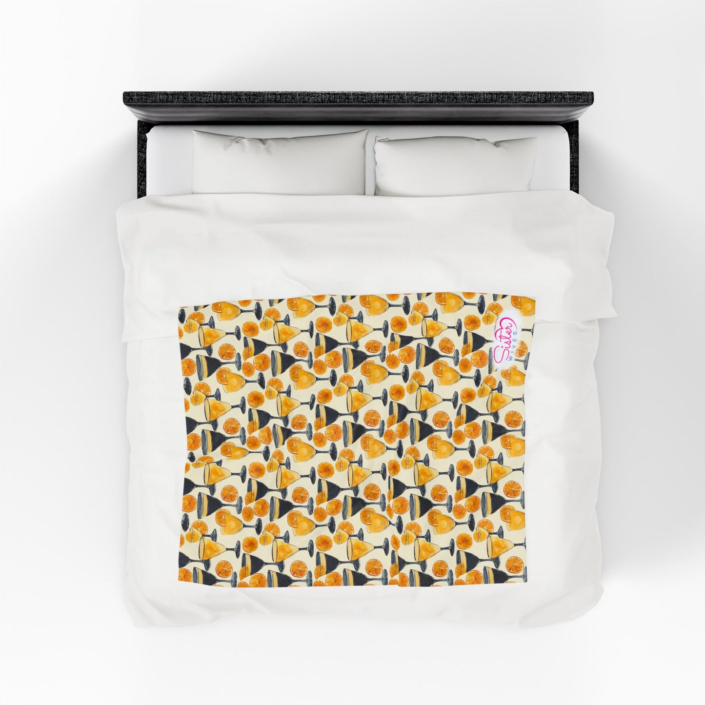 Lemon Cocktail Throw Blanket | Citrus Cocktail Cozy Blanket | Retro Kitchen & Bar Decor | Polyamory & ENM Friendly Home Decor | Swinger Lifestyle Cozy Blanket | Minimalist Blush Stripe Throw