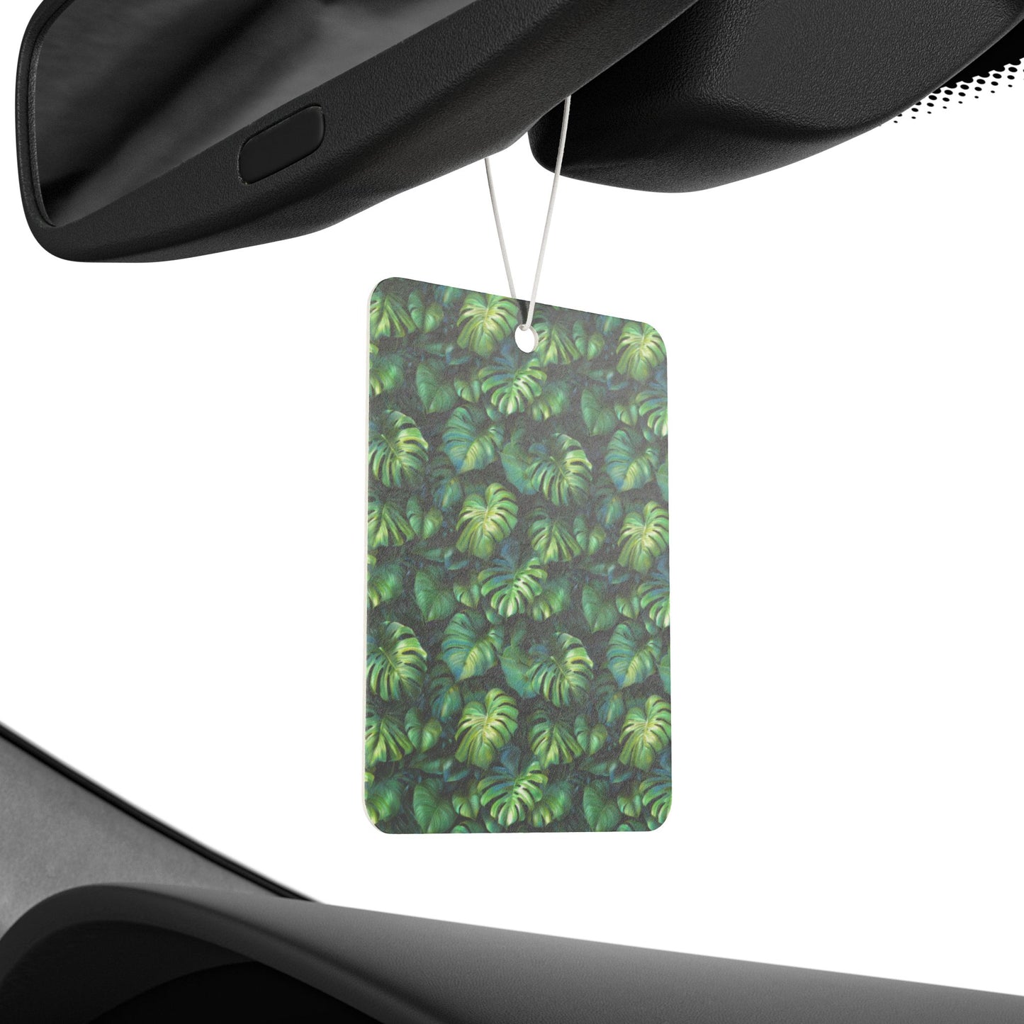Tropical Leaf Car Air Freshener – Green Jungle Aesthetic Hanging Diffuser | Pine, New Car & Black Ice Scents