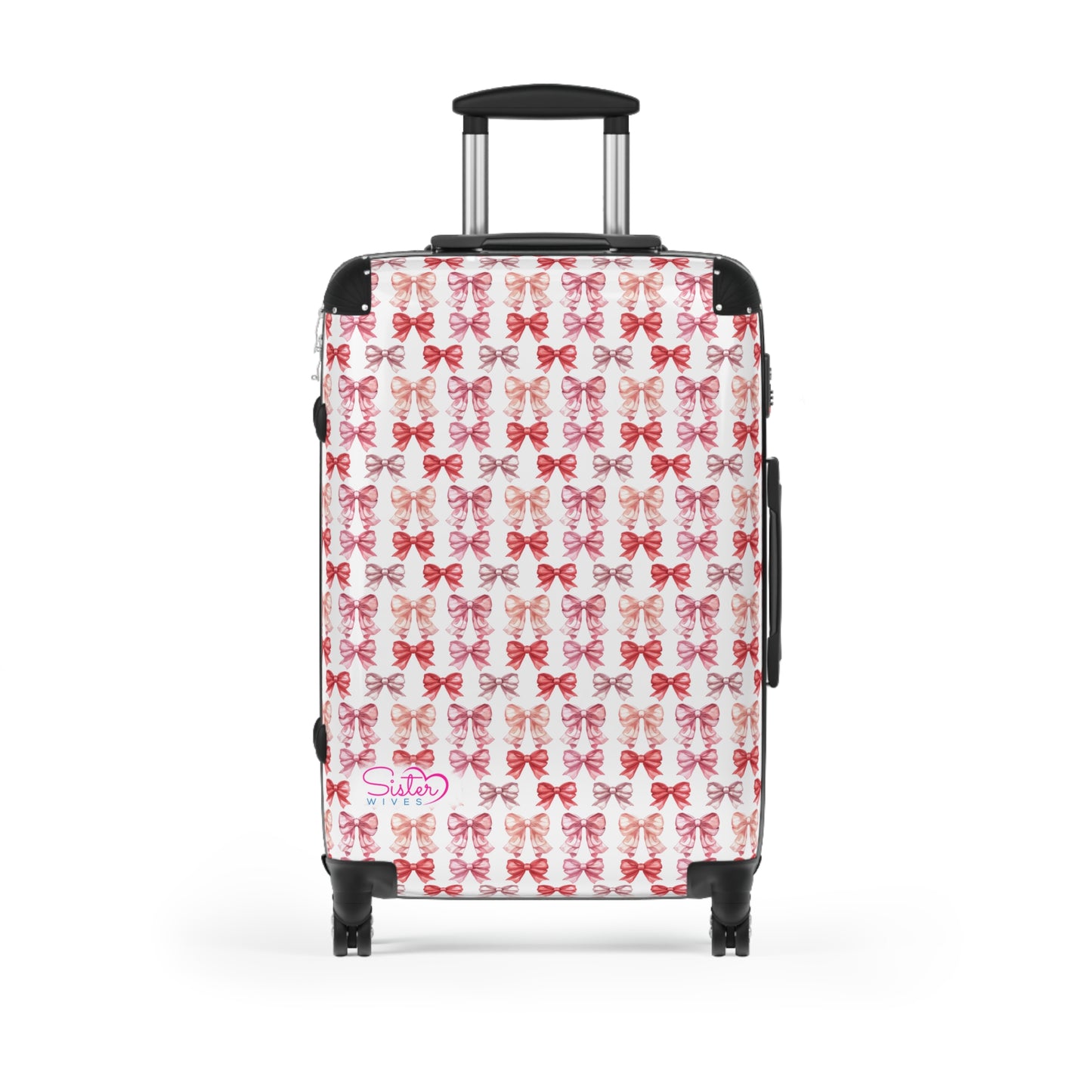 SisterWives Coquette Pink & Red Bows Suitcase - Luggage, Travel Gear, Vacation Essential, Summer Adventure Bag, Stylish Travel Accessory