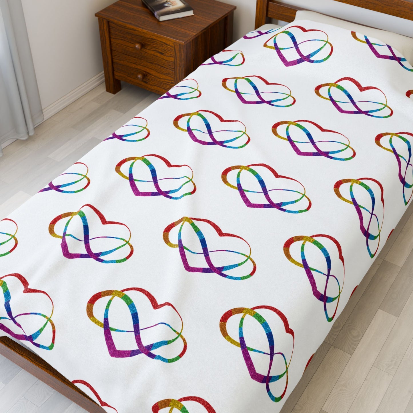 Rainbow Polyamory Heart Blanket – Ethical Non-Monogamy Plush Throw | Poly Pride & Inclusive Love Bedding
