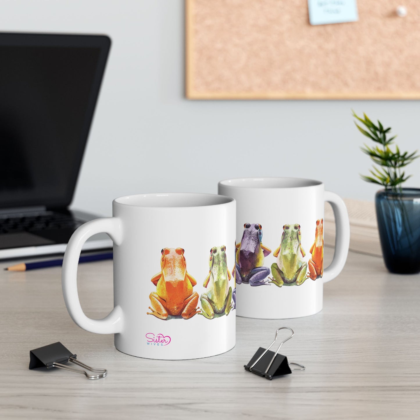 Three Frogs Mug | Chosen Family Coffee Cup | Polyamory & Sisterwives Symbol Mug | Ethical Non-Monogamy Gift | Cozy Ceramic Mug