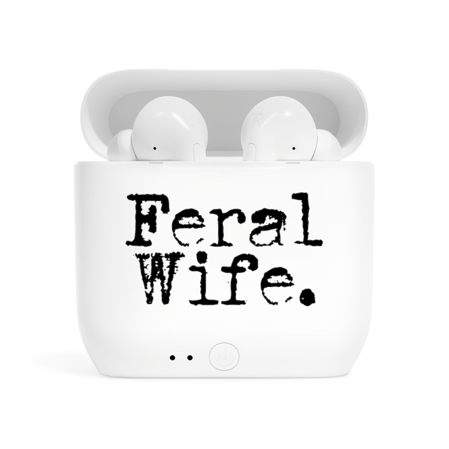 Feral Wife Wireless Earbuds – Funny Wife Humor Bluetooth Earbuds | Essos True Wireless Earbuds with Charging Case