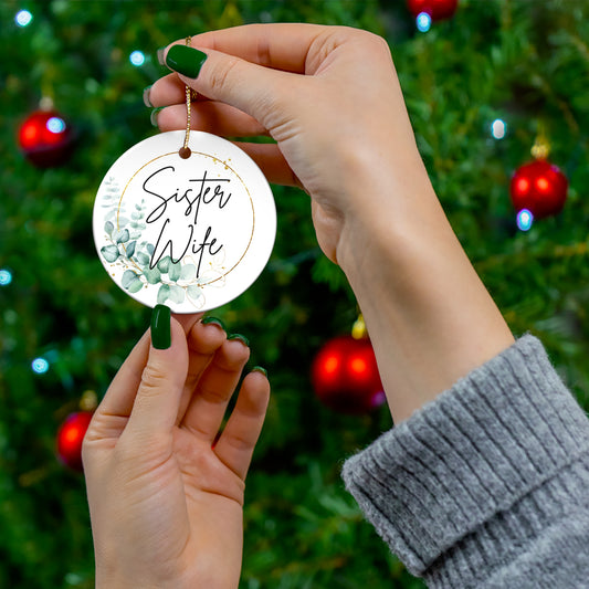 Sister Wife Floral Ceramic Ornament, Personalized Holiday Decor, Family Gift, Christmas Decoration, Home Ornament