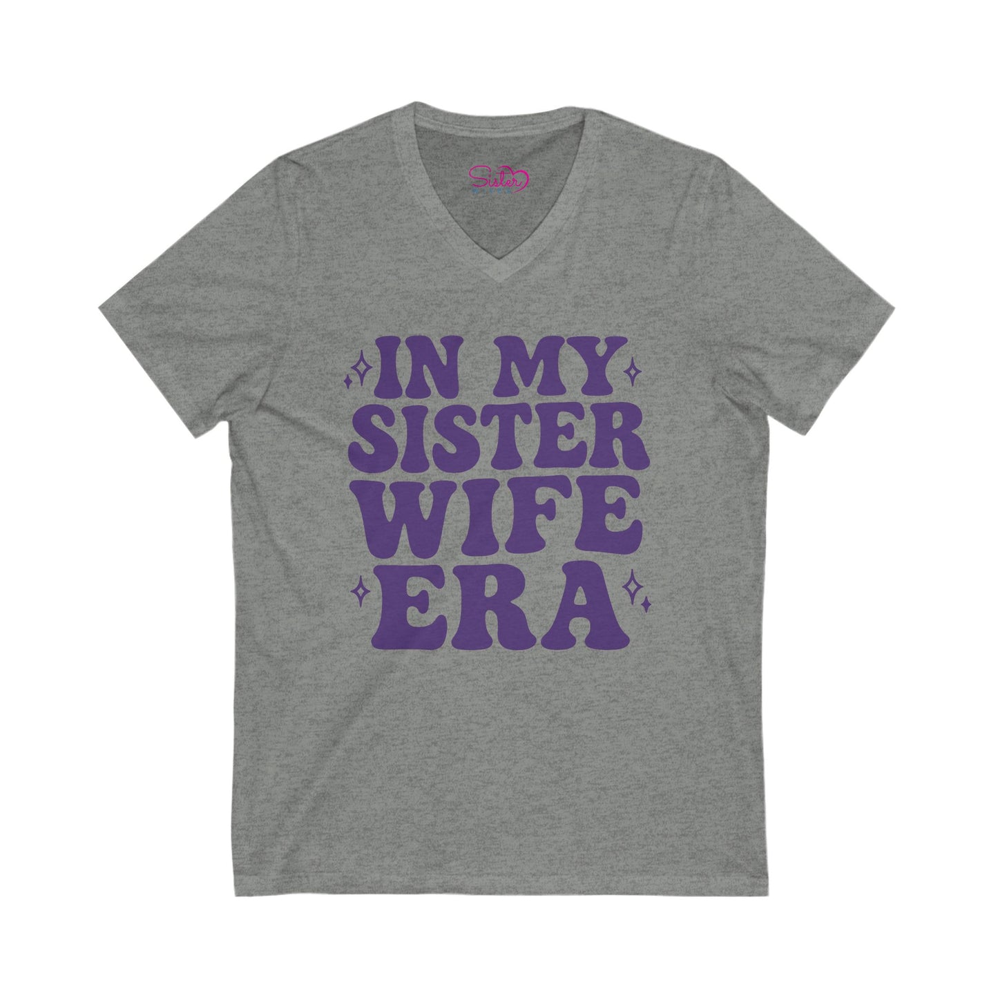 Purple In My Sister Wife Era V-Neck Tee, Casual Shirt, Gift for Sister, Fun Fashion T-Shirt, Summer Top, Everyday Wear