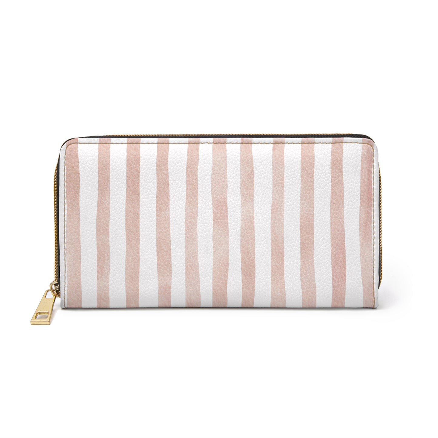 Stripe Zip Up Wallet – Polyamory Sisterwives ENM Friendly Wallet | Swinger Lifestyle Accessory | Minimalist Blush Stripe Zipper Wallet
