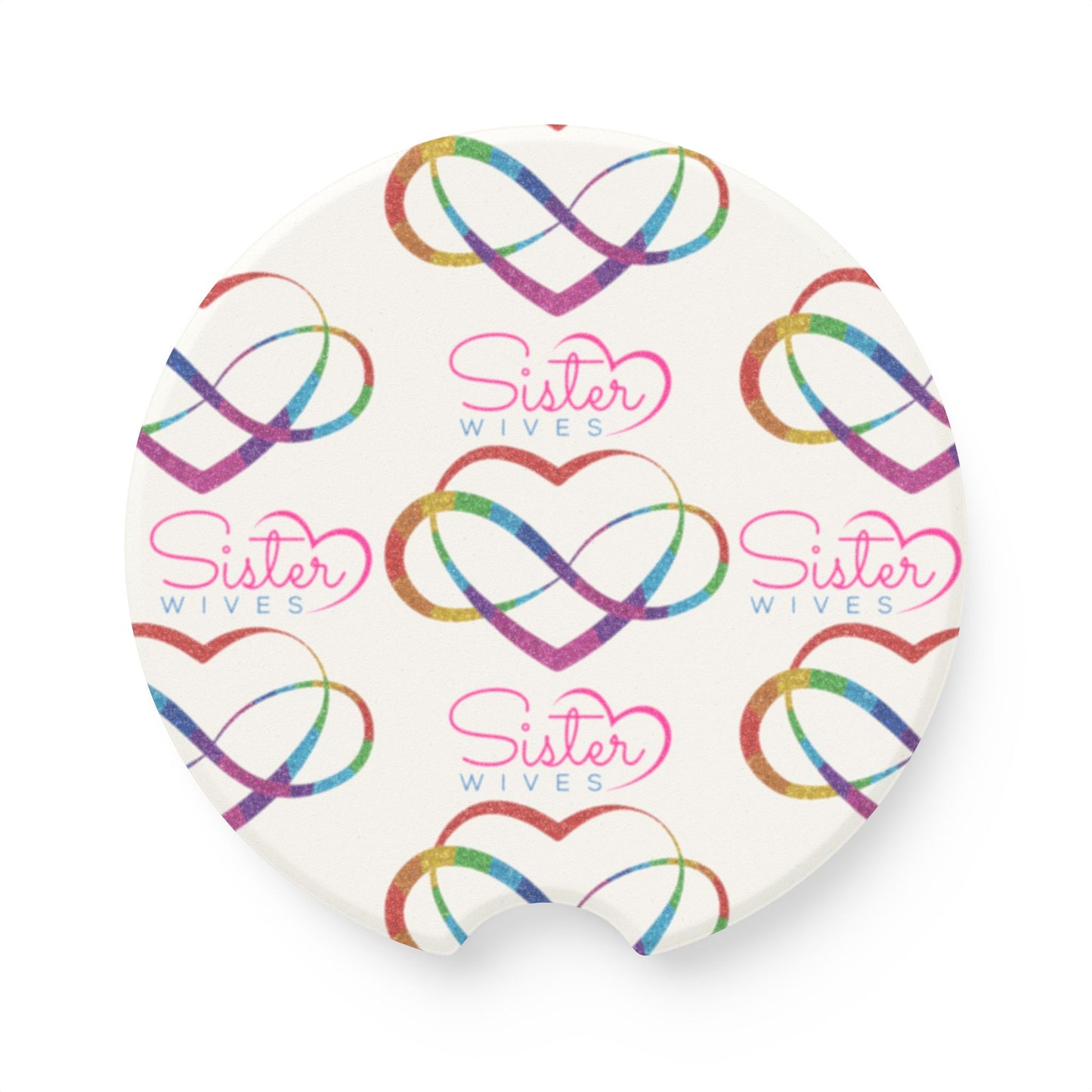 Polyamory Pride Car Coaster | Infinity Heart Cup Holder Coaster | ENM & Chosen Family Auto Accessory | Absorbent Soapstone Coaster