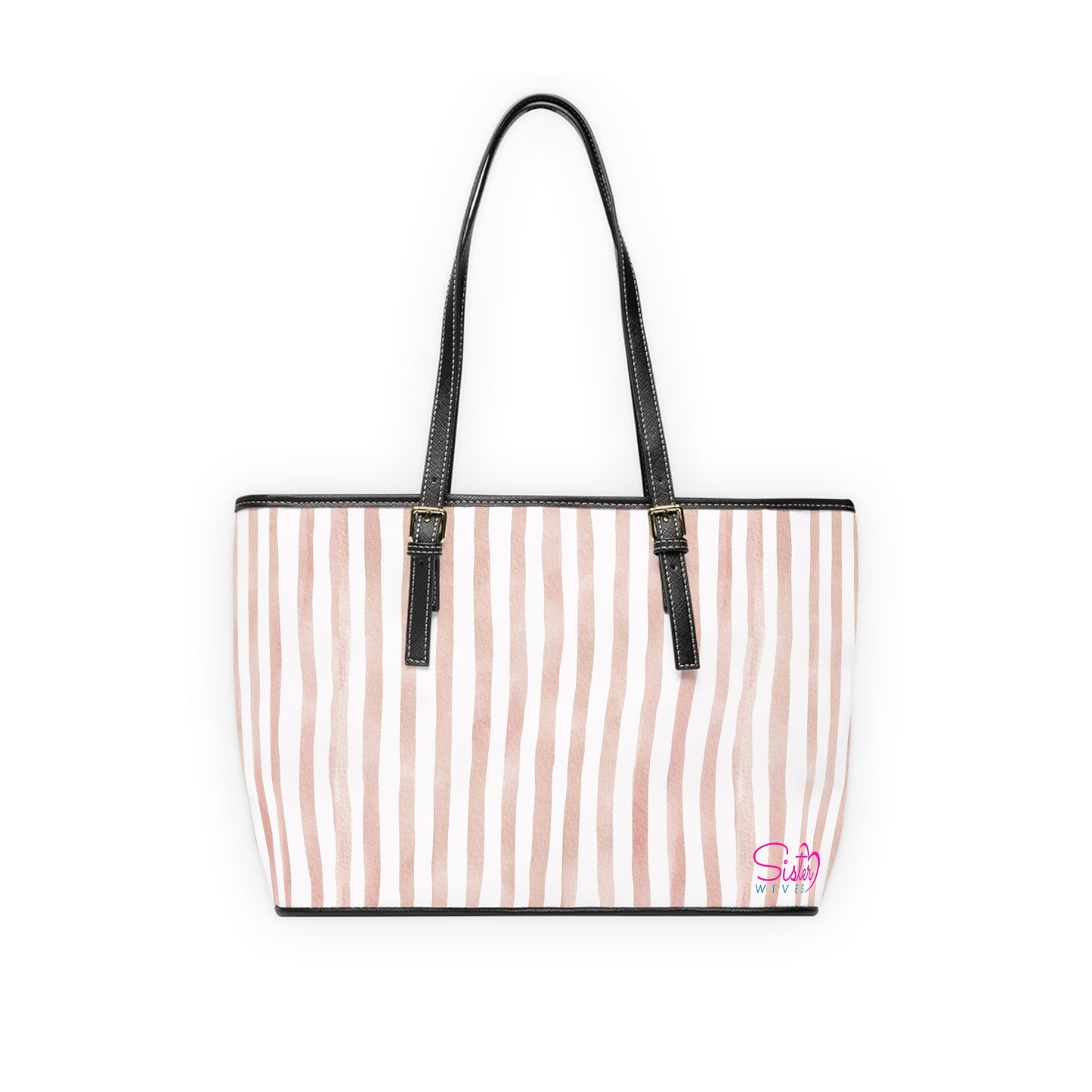 XL Stripe Shoulder Purse – Polyamory Sisterwives ENM Friendly Tote | Swinger Lifestyle Handbag | Soft Blush Minimalist Weekend Bag