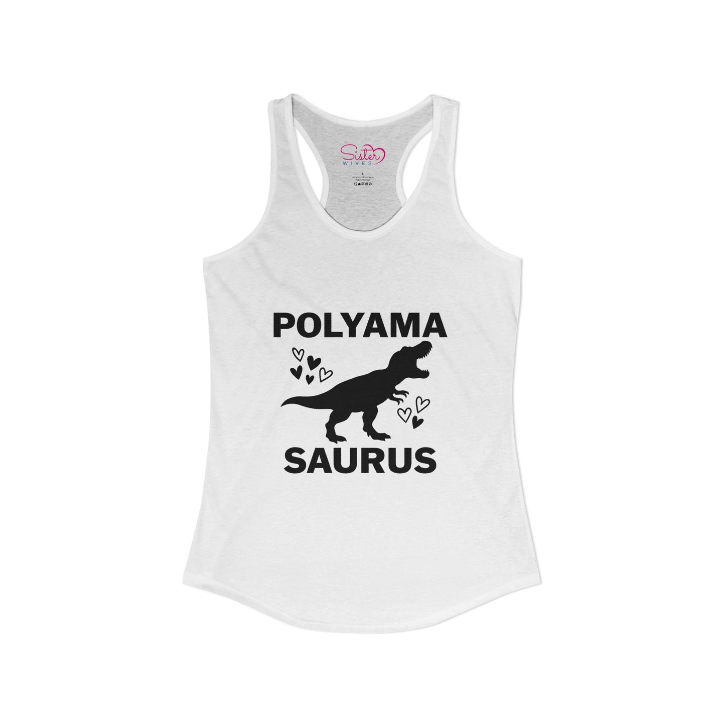 Polyamasaurus Racerback Tank | Polyamory & ENM Dinosaur Tank Top | Chosen Family Funny Summer Shirt | Inclusive Relationship Apparel