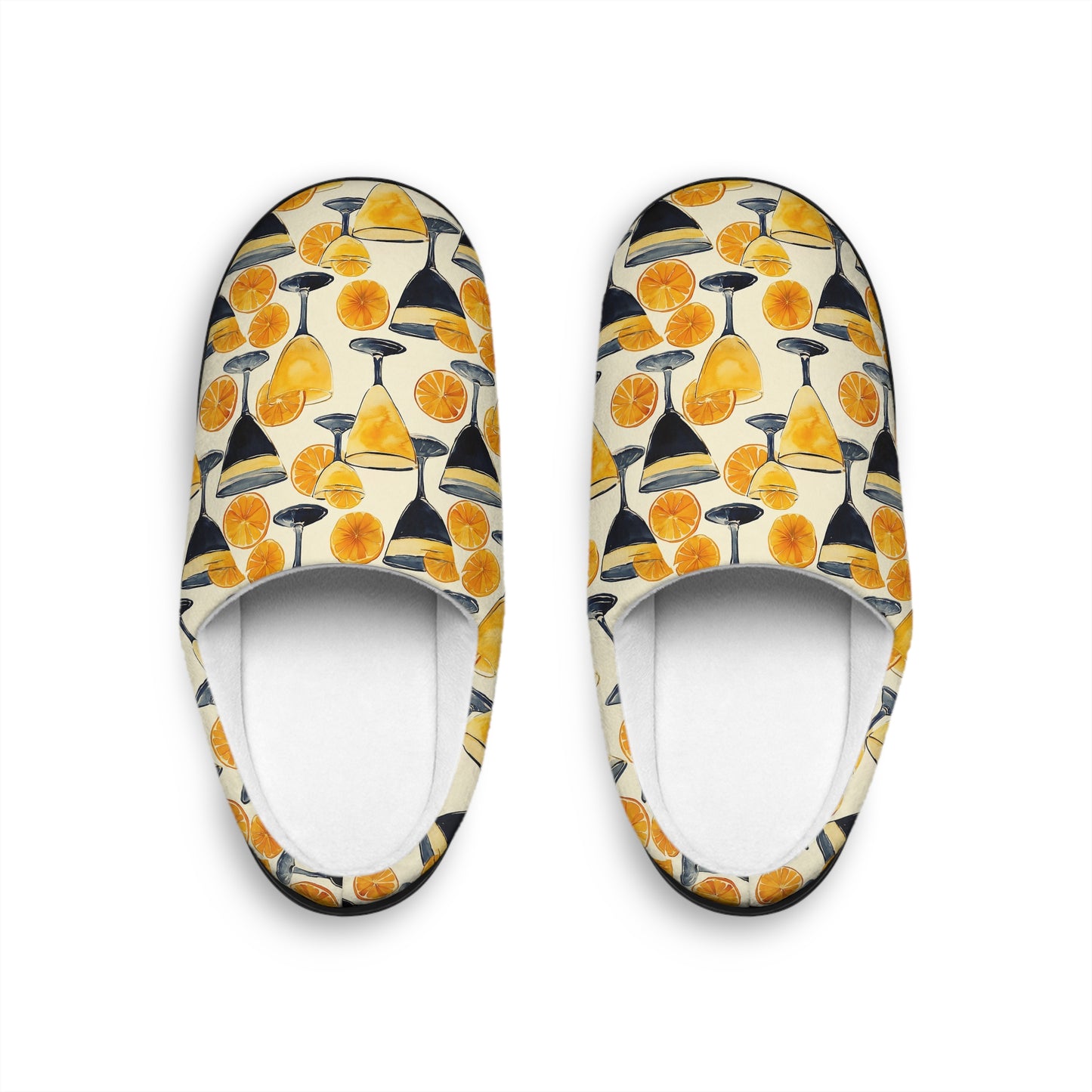 Men’s Cocktail Slippers – Citrus Martini Indoor House Shoes | Polyamory ENM Lifestyle Loungewear | Cozy Non-Slip Slippers