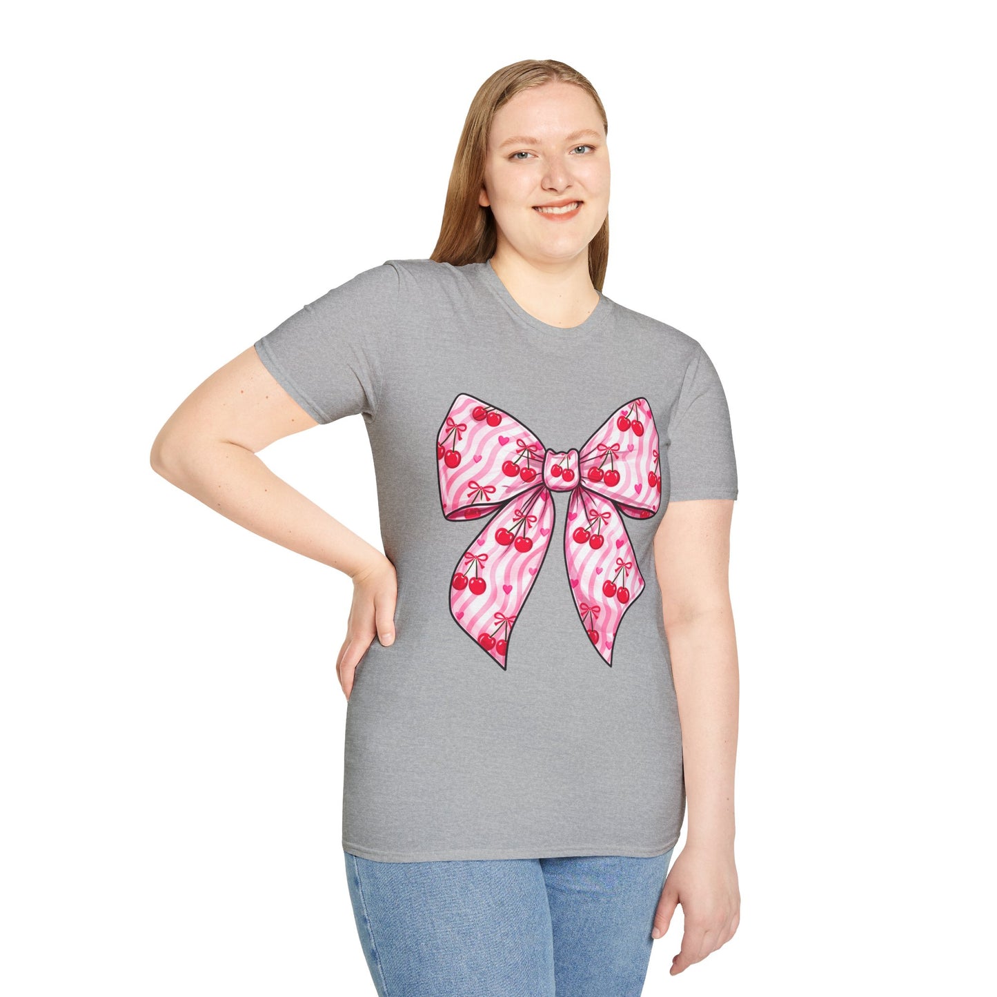 Valentine's Day Red Coquette Bow Shirt – Flirty Valentine Bow T-Shirt, Polyamory ENM Non-Monogamy Symbol Tee, Unisex Gildan 64000