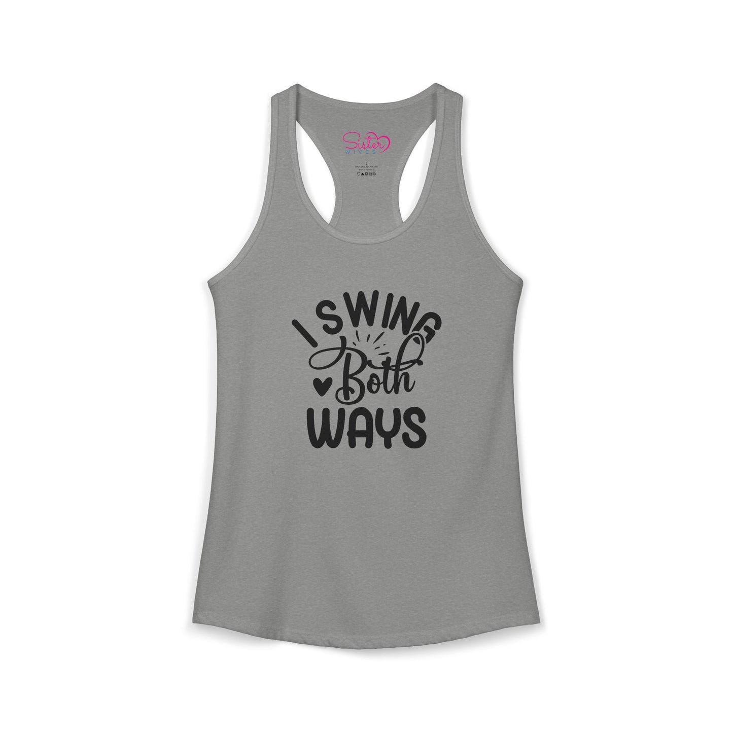 I Swing Both Ways Racerback Tank | Bisexual & Swinger Humor Tank Top | ENM Friendly Summer Shirt | Playful Inclusive Apparel