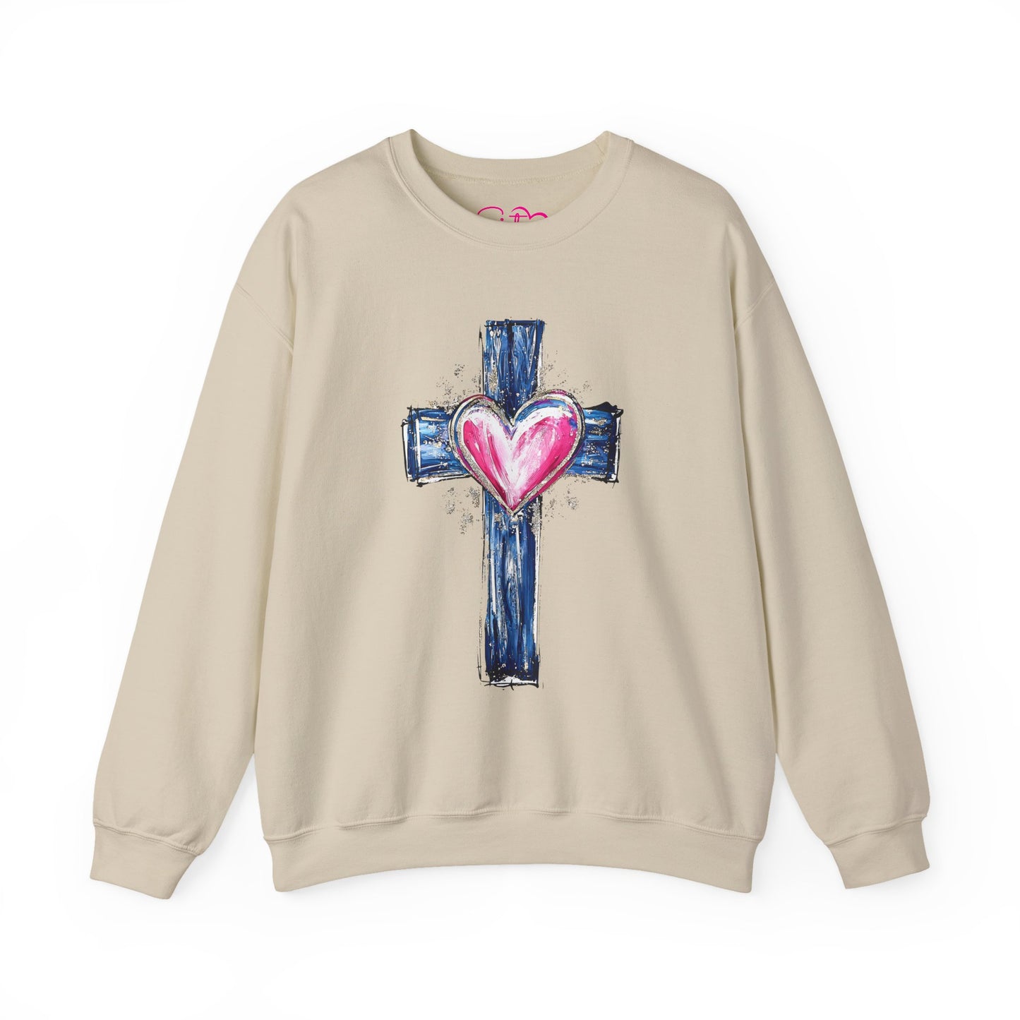 Cross with Heart Crewneck Sweatshirt | Love-Centered Faith Pullover | Inclusive Christian Apparel | Cozy Spiritual Sweatshirt