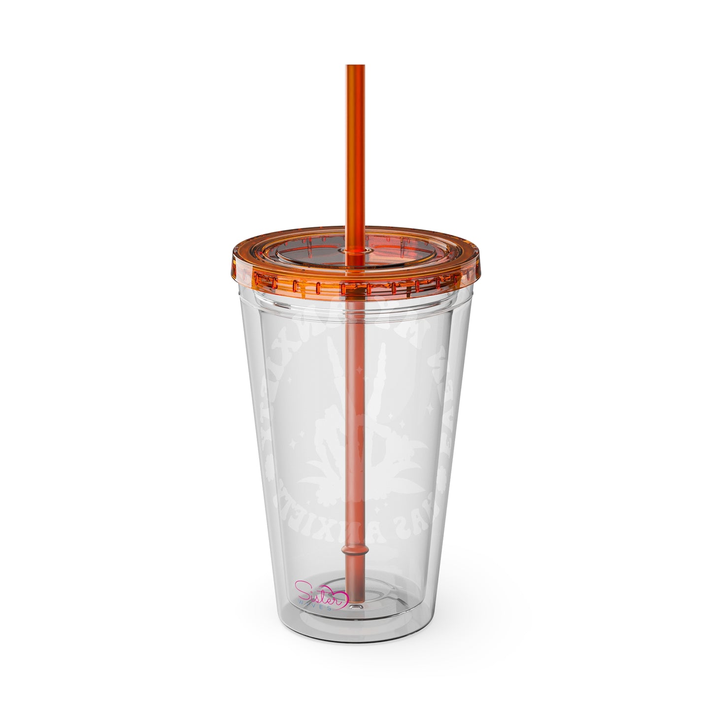 Even My Anxiety Has Anxiety” Skeleton Peace Sign 16oz Sunsplash Tumbler | Dark Humor Mental Health Cup | Goth Aesthetic Drinkware | Spooky Skeleton Cup | Anxiety Humor Gift