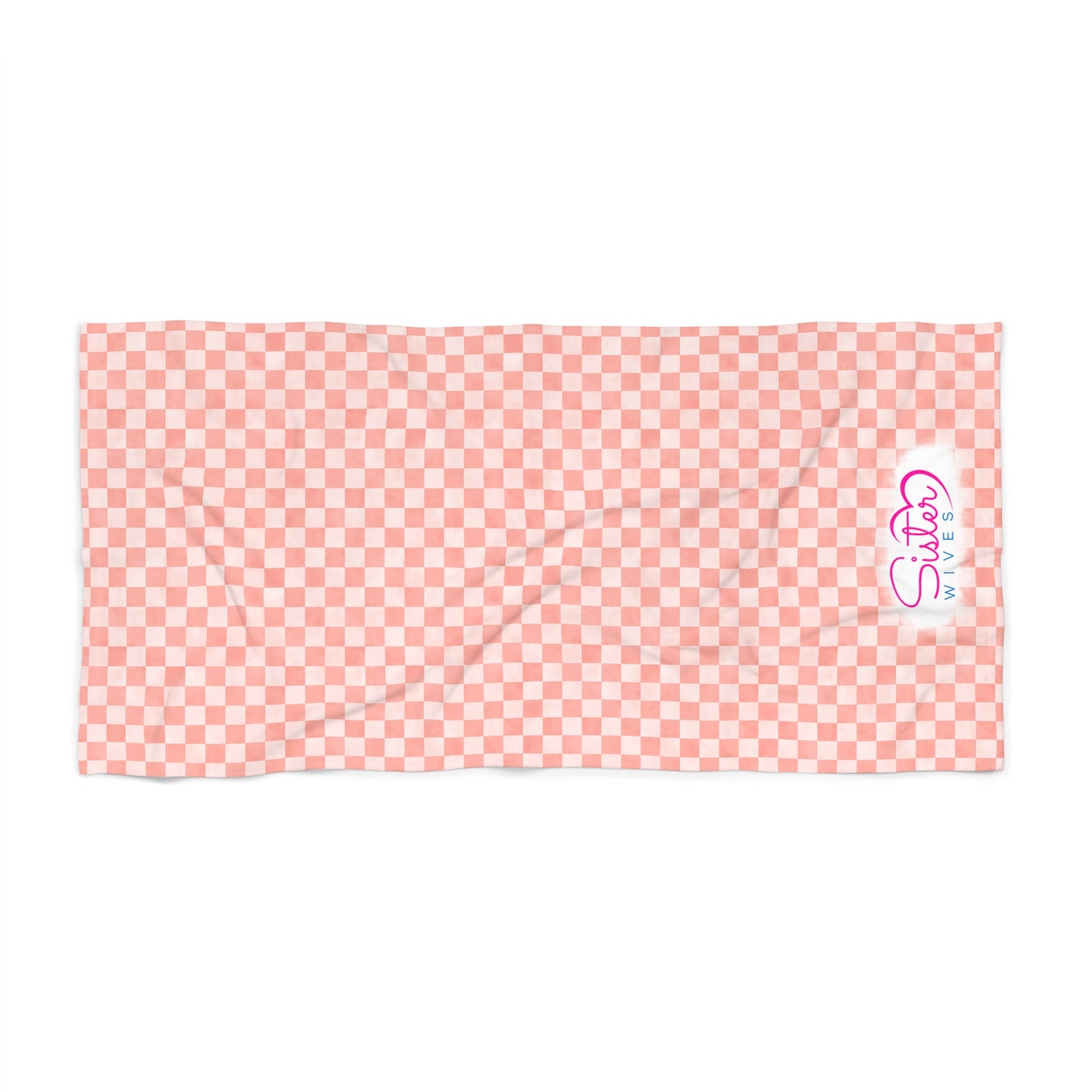 Pink Checkerboard Beach Towel | Polyamory & ENM Friendly | Lifestyle Cruise, Resort & Pride Towel | Sisterwives Beach & Pool Towel