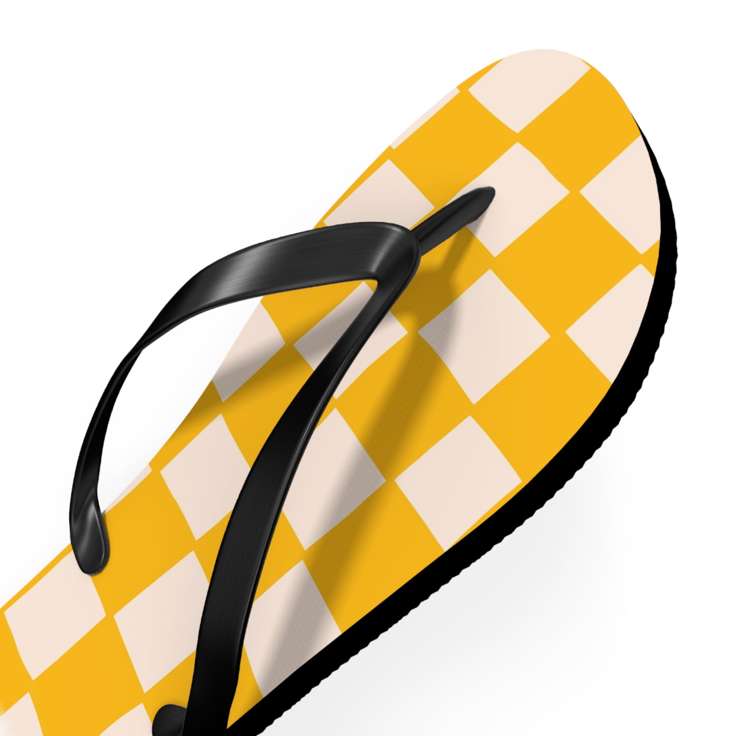 Yellow Checkered Flip Flops | Lightweight Summer Sandals for Travel & Vacation