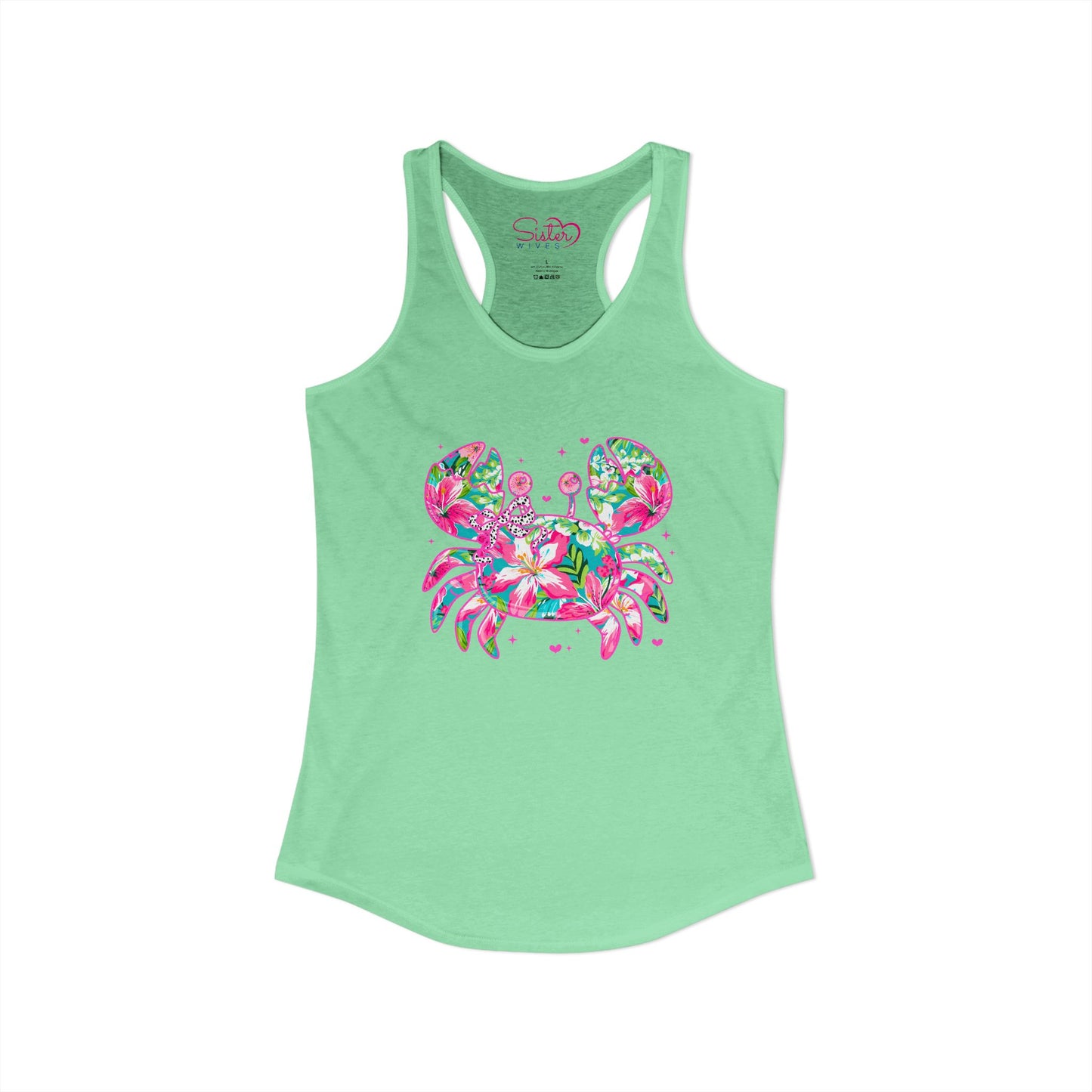 Floral Crab Racerback Tank – Cute Beach Tank Top | Coastal Summer Shirt | Tropical Ocean Graphic Tank