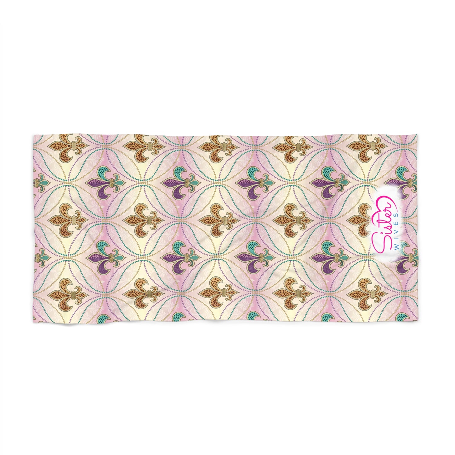 Mardi Gras Cheetah Print Beach Towel | Polyamory ENM Friendly | Matching Couple & Throuple Towel | Festival Cruise Pool & Resort Towel