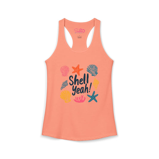 Shell Yeah Racerback Tank – Cute Beach Tank Top | Coastal Summer Shirt | Funny Ocean Graphic Tank