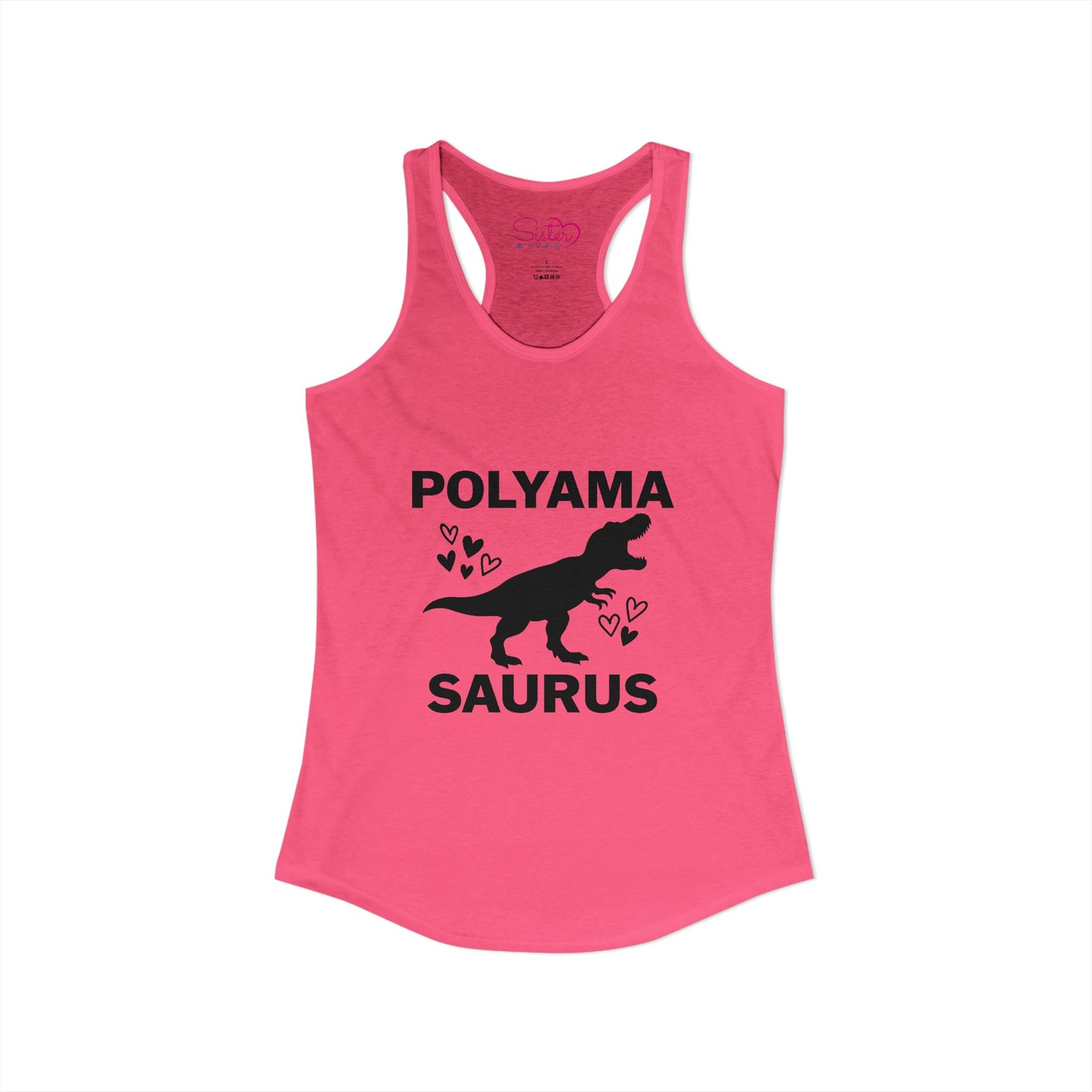 Polyamasaurus Racerback Tank | Polyamory & ENM Dinosaur Tank Top | Chosen Family Funny Summer Shirt | Inclusive Relationship Apparel