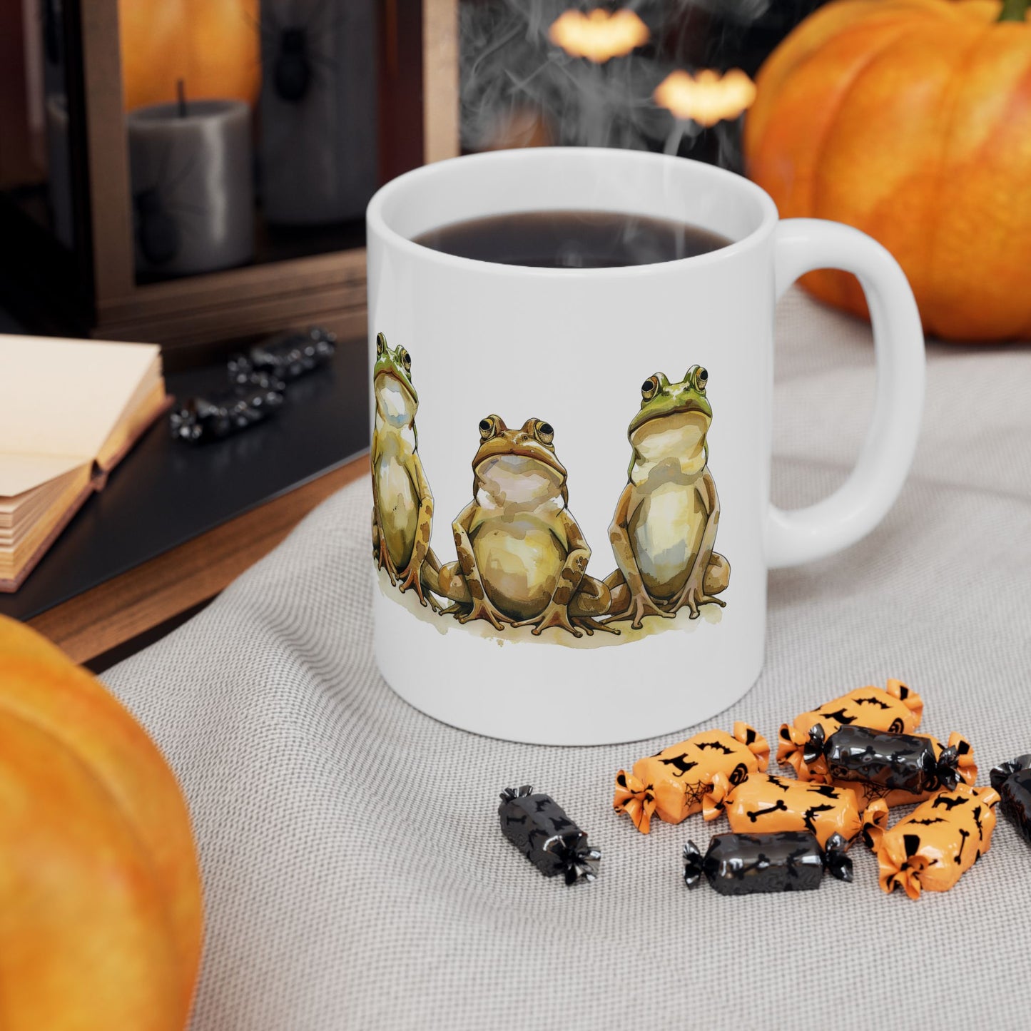 Three Frogs Mug | Chosen Family Coffee Cup | Polyamory & Sisterwives Symbol Mug | Ethical Non-Monogamy Gift | Cozy Ceramic Mug