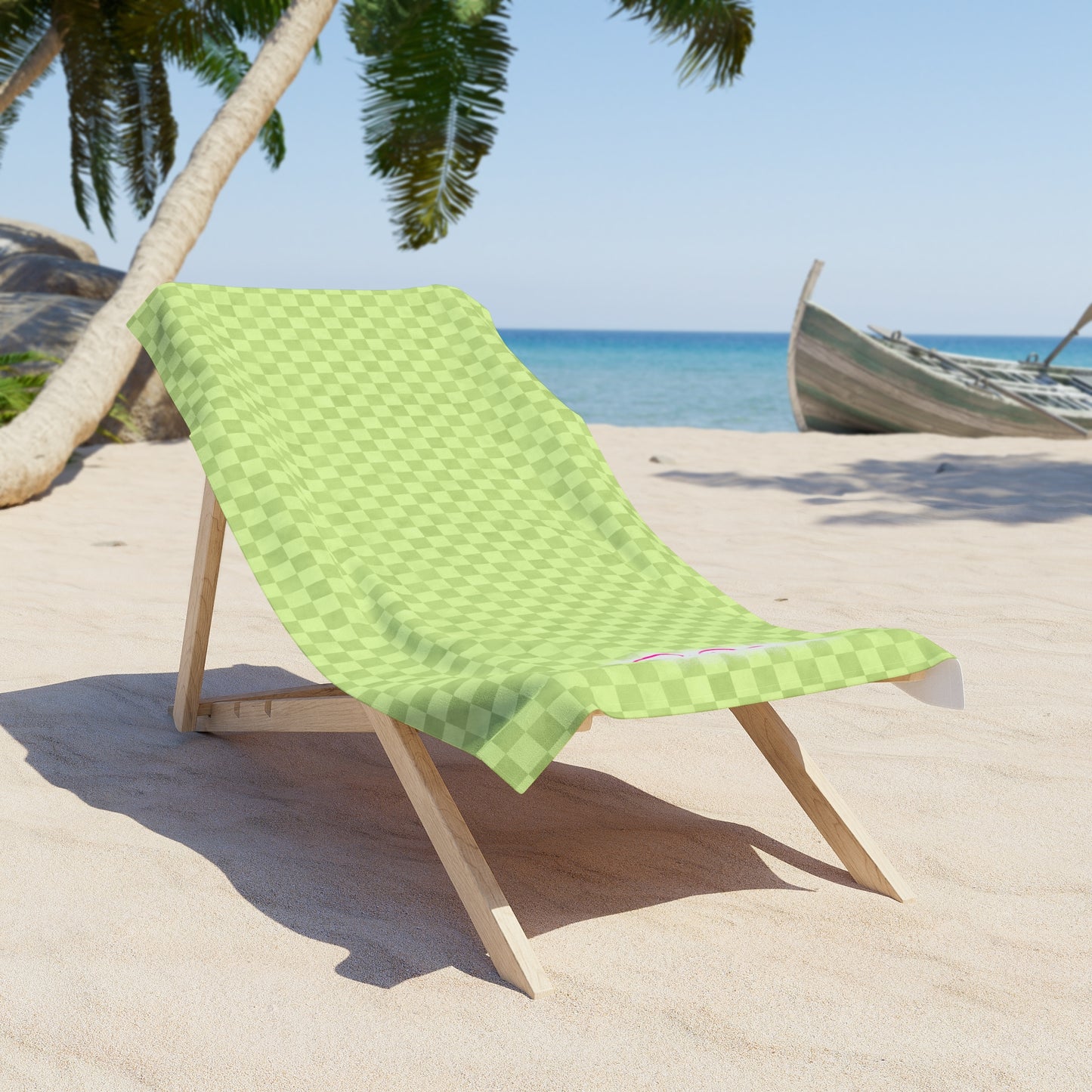 Green Checkerboard Beach Towel | Polyamory & ENM Friendly | Lifestyle Cruise, Resort & Pride Towel | Sisterwives Beach & Pool Towel