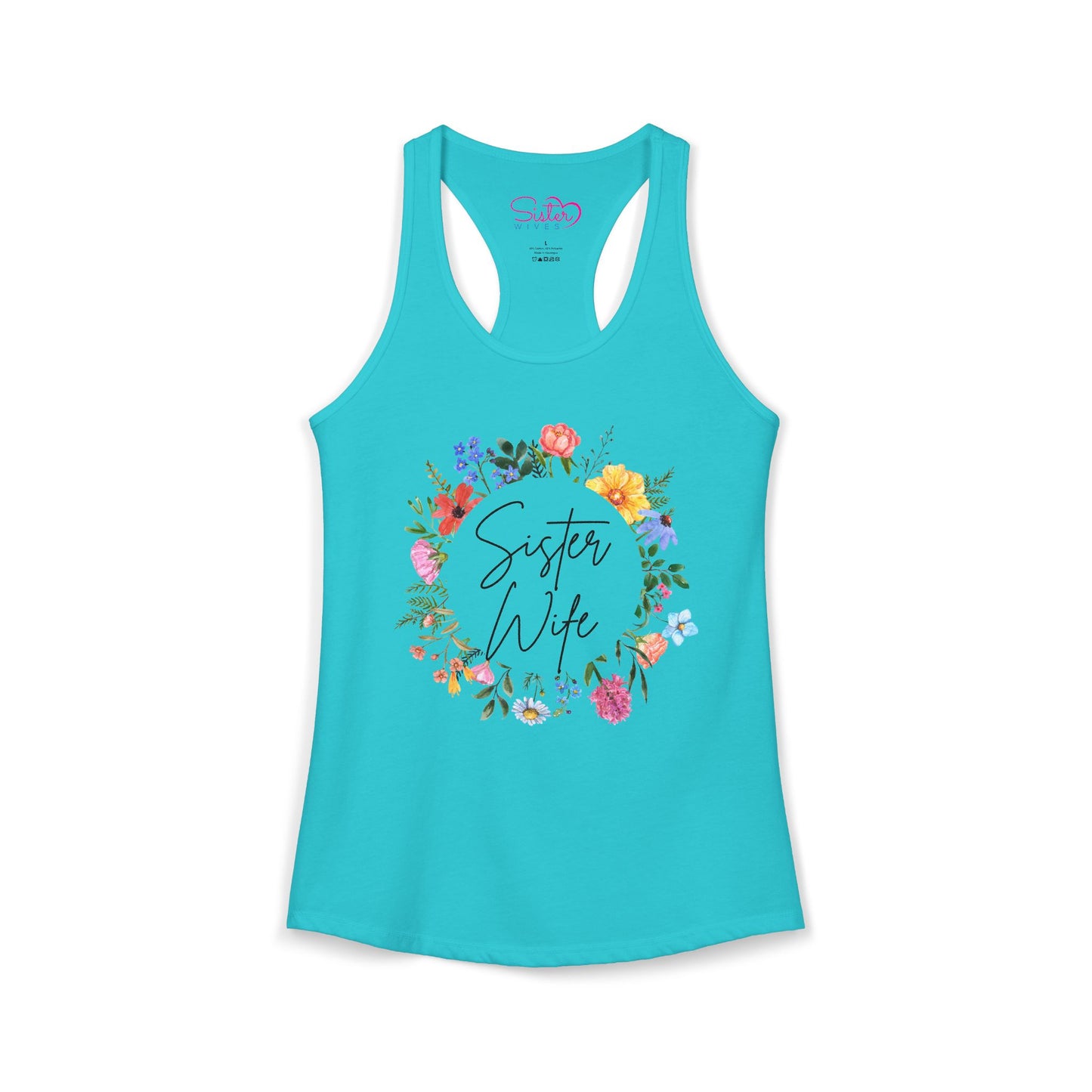 Sister Wife Floral Racerback Tank | Polyamory & ENM Lifestyle Top | Chosen Family Active Tank | Inclusive Relationship Apparel