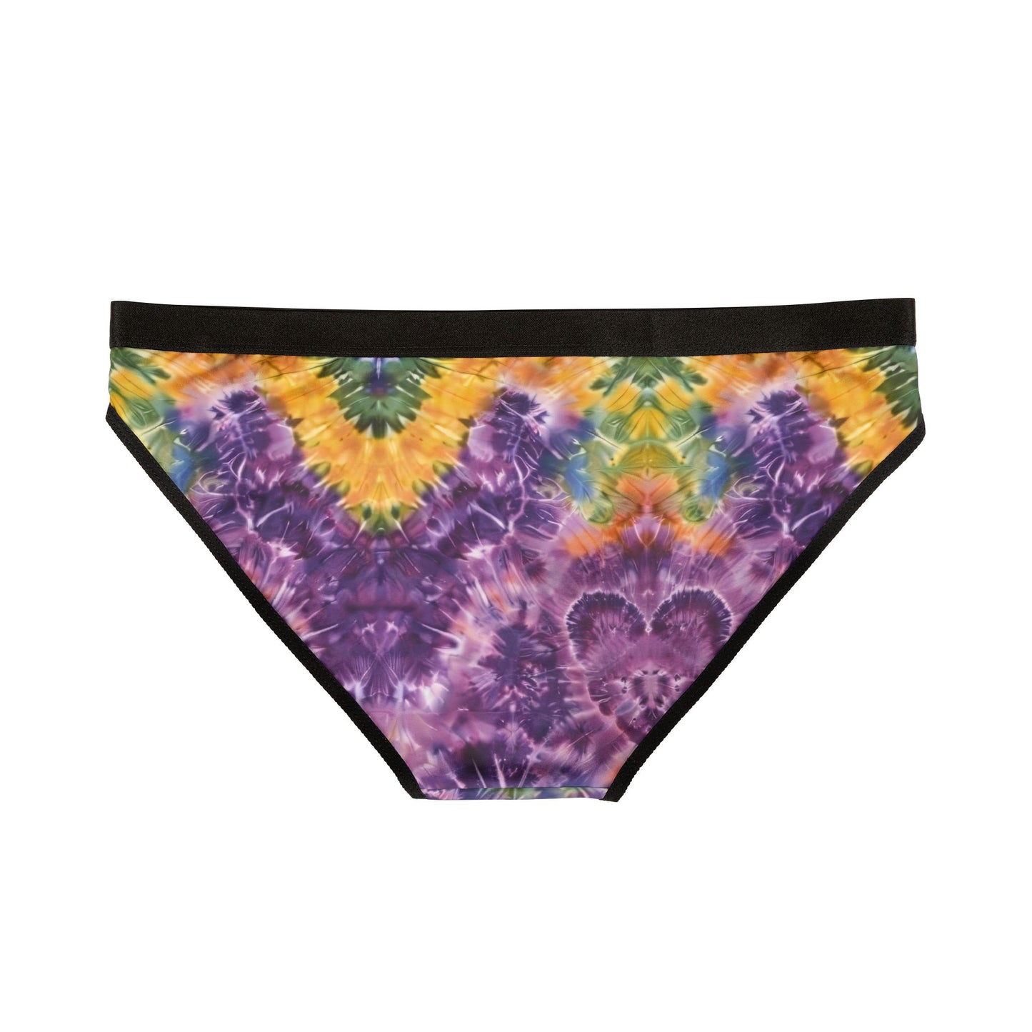 Mardi Gras Tie-Dye Women’s Panties | Polyamory ENM Pride Underwear | Ethical Non-Monogamy Lingerie | Colorful Festival-Inspired Bikini Briefs