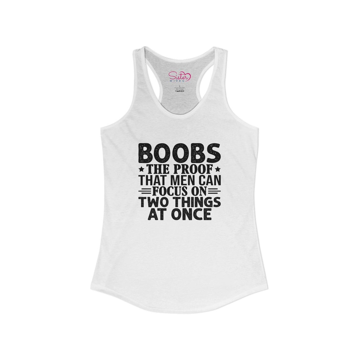 Funny Boobs Racerback Tank | Cheeky Humor Tank Top | Women’s Sarcastic Summer Shirt | Bold Statement Apparel