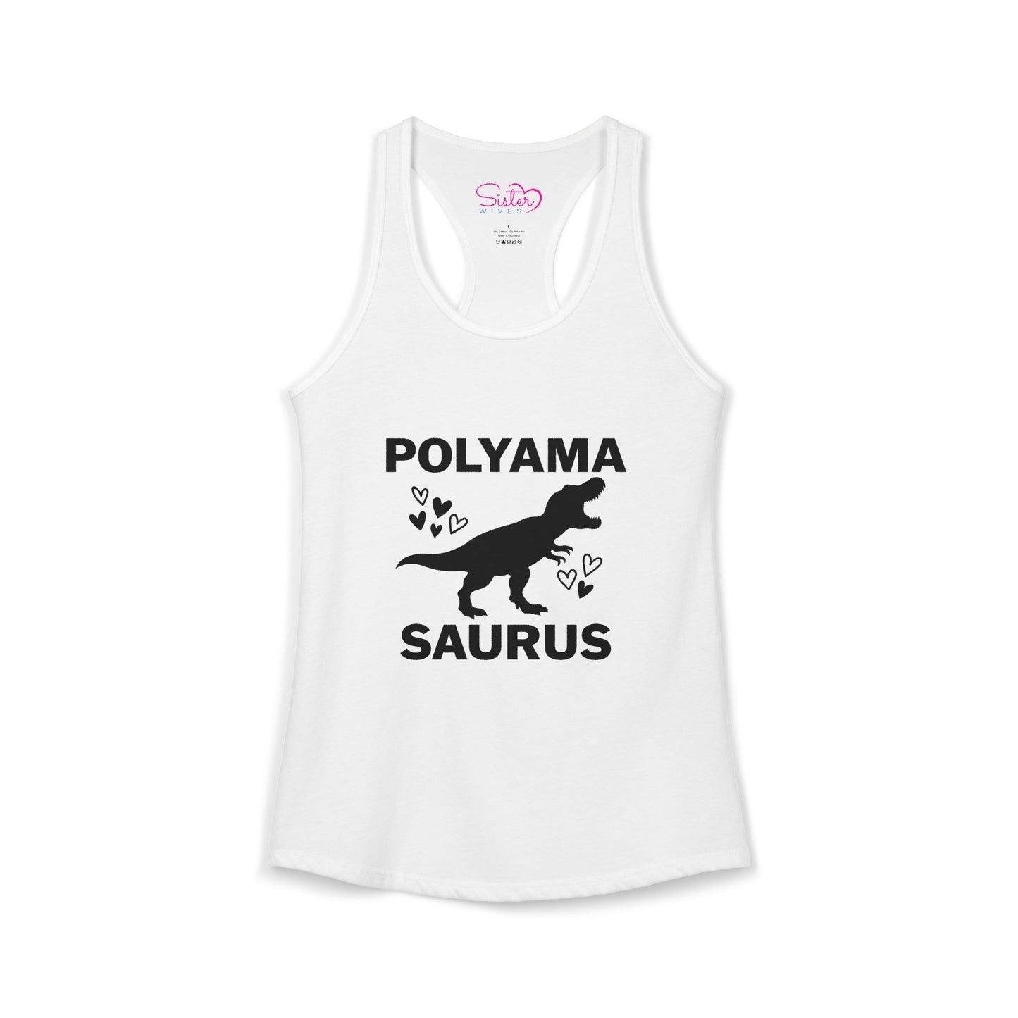 Polyamasaurus Racerback Tank | Polyamory & ENM Dinosaur Tank Top | Chosen Family Funny Summer Shirt | Inclusive Relationship Apparel