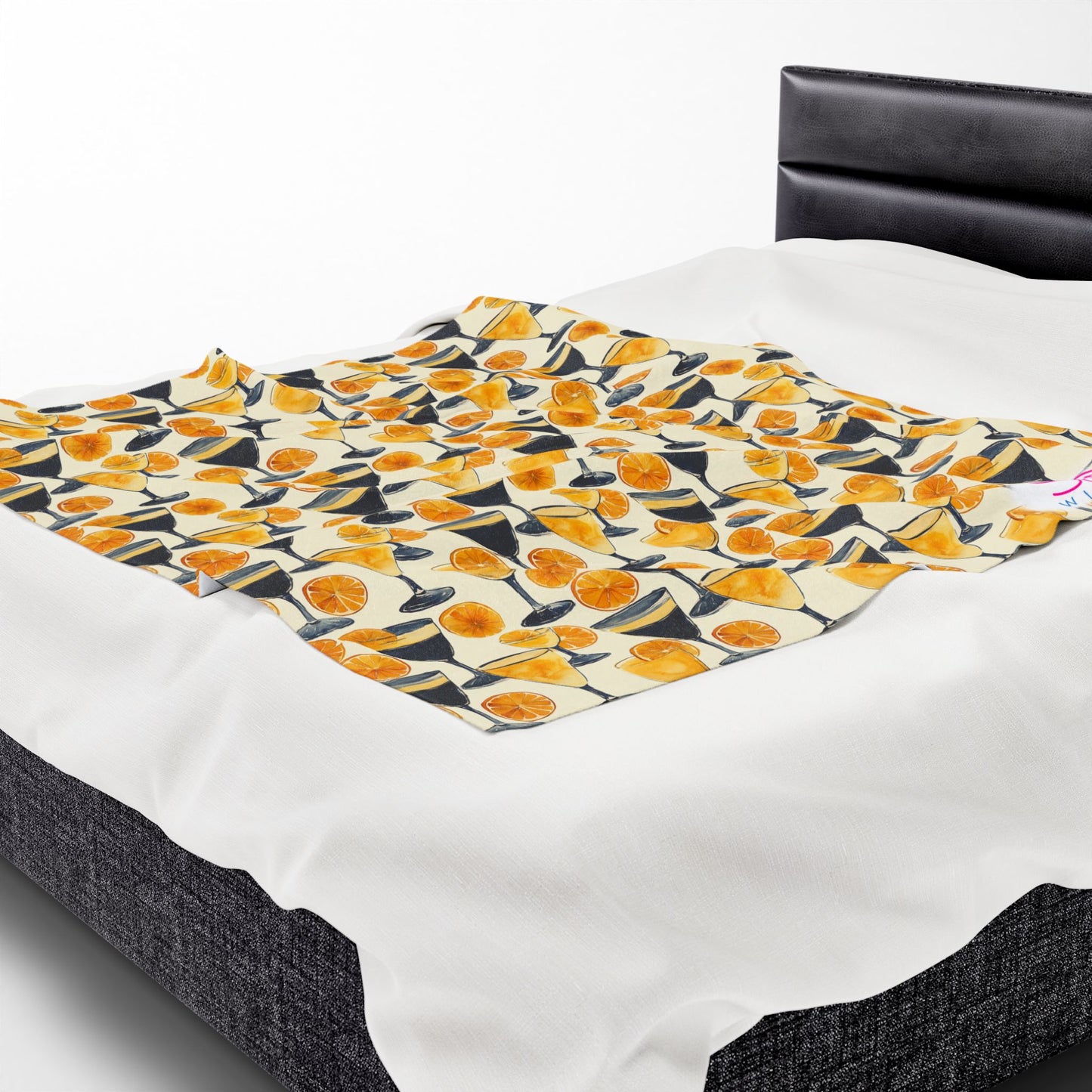 Lemon Cocktail Throw Blanket | Citrus Cocktail Cozy Blanket | Retro Kitchen & Bar Decor | Polyamory & ENM Friendly Home Decor | Swinger Lifestyle Cozy Blanket | Minimalist Blush Stripe Throw