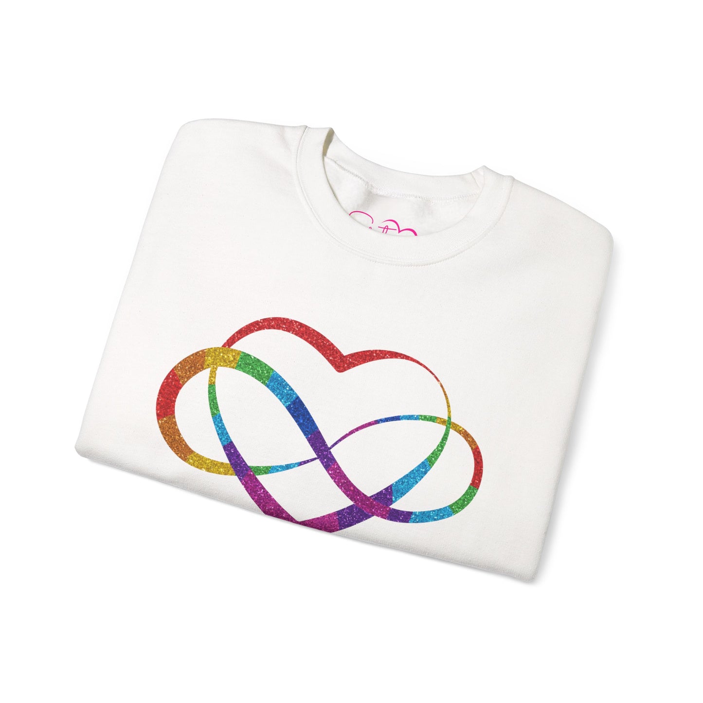 Infinity Heart Crewneck Sweatshirt | Polyamory & ENM Symbol Pullover | LGBTQ+ Inclusive Chosen Family Apparel | Cozy Pride Sweatshirt
