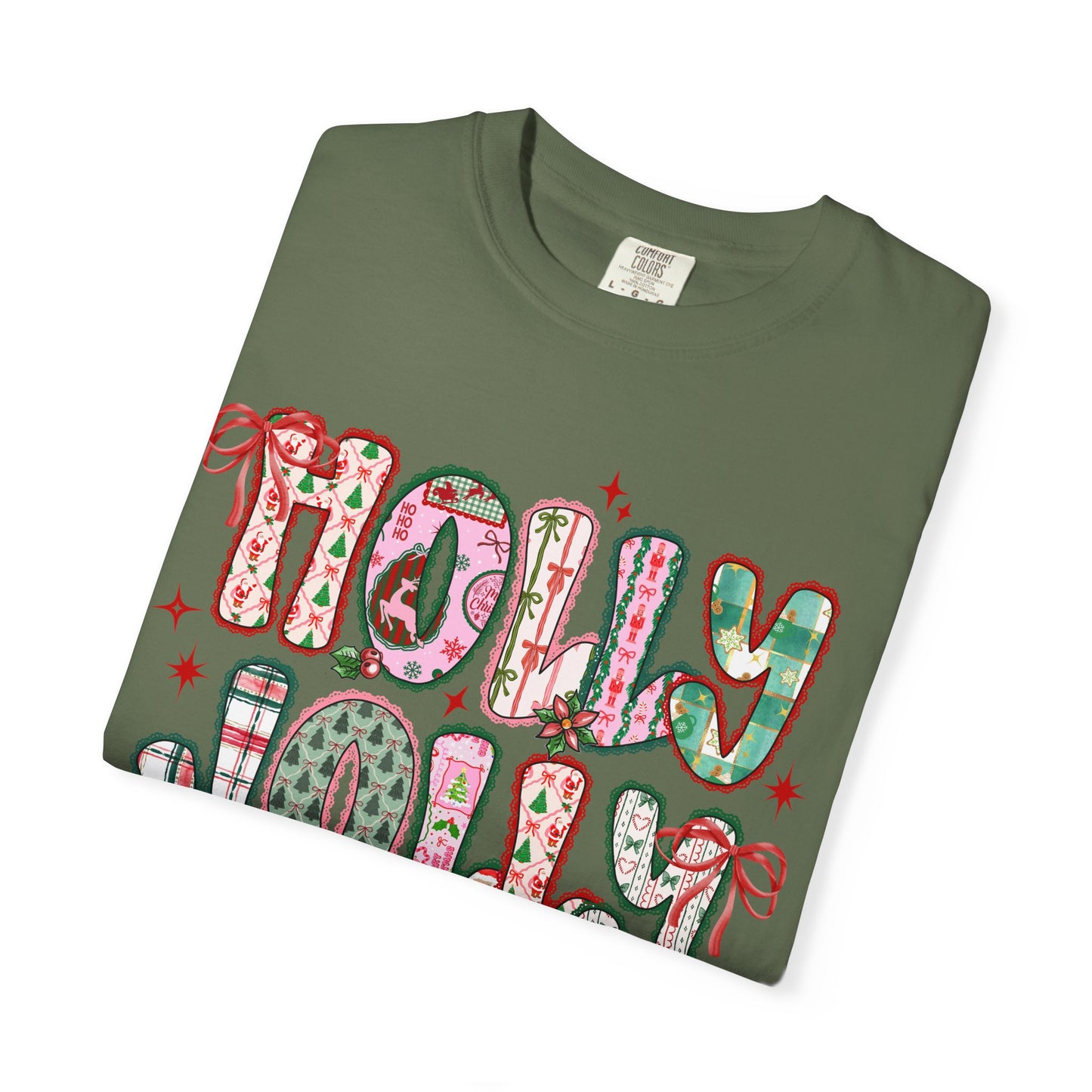 Holly Jolly Holiday Coquette T-Shirt, Unisex Festive Tee, Christmas Shirt, Cute Gift for Her, Holiday Party Wear