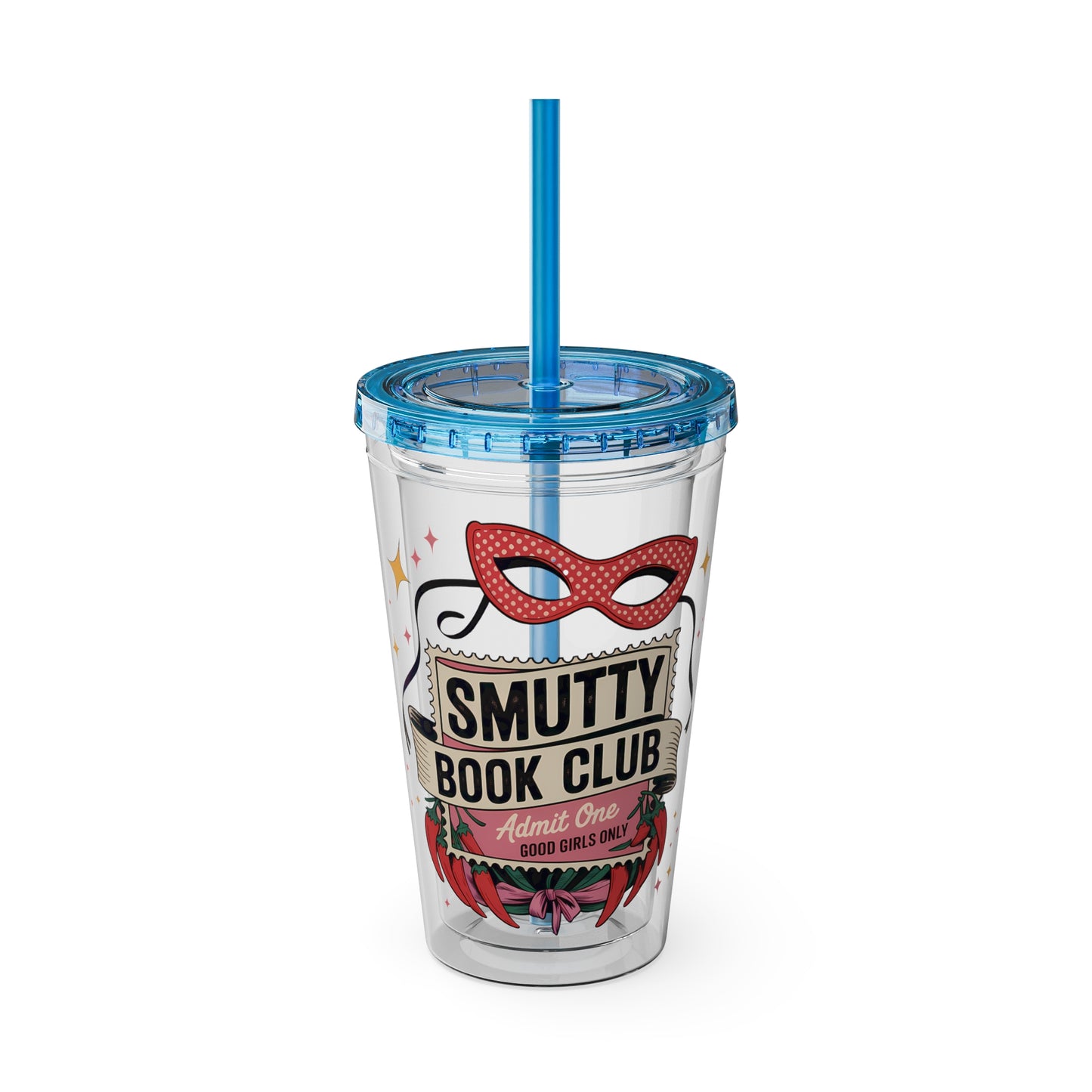 Admit One: Smutty Book Club – 16oz Sunsplash Tumbler | Polyamory Pride Cup | ENM Lifestyle Drinkware | Swinger Aesthetic Travel Cup | Spicy Romance Reader Gift | Poly, Open Relationship,...