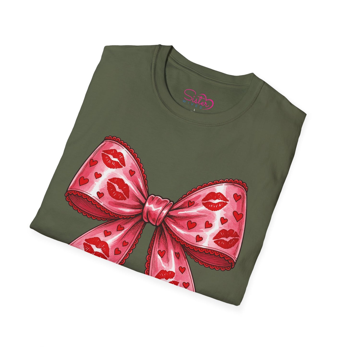 Red Coquette Bow Shirt – Flirty Valentine Bow T-Shirt, Polyamory ENM Non-Monogamy Symbol Tee, Unisex Gildan 64000