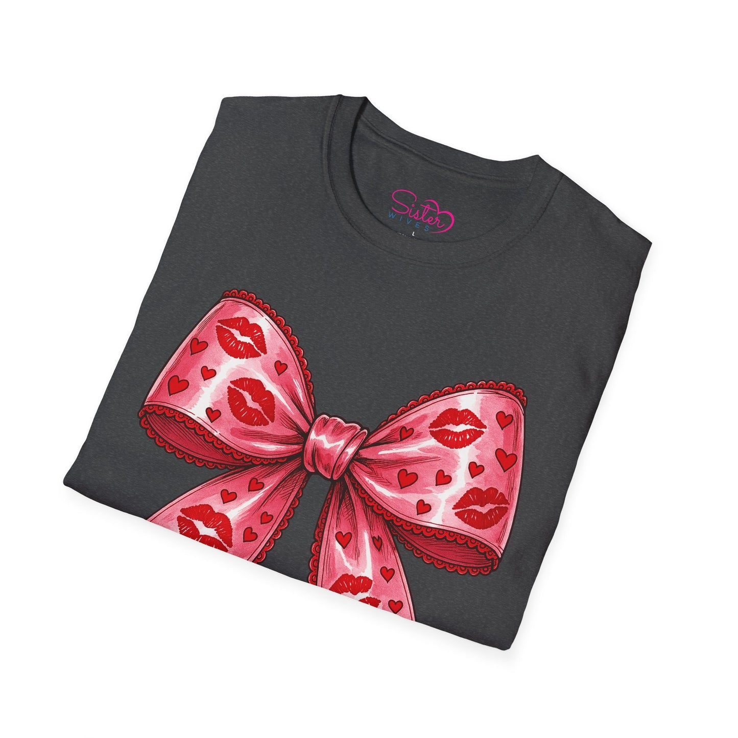 Red Coquette Bow Shirt – Flirty Valentine Bow T-Shirt, Polyamory ENM Non-Monogamy Symbol Tee, Unisex Gildan 64000