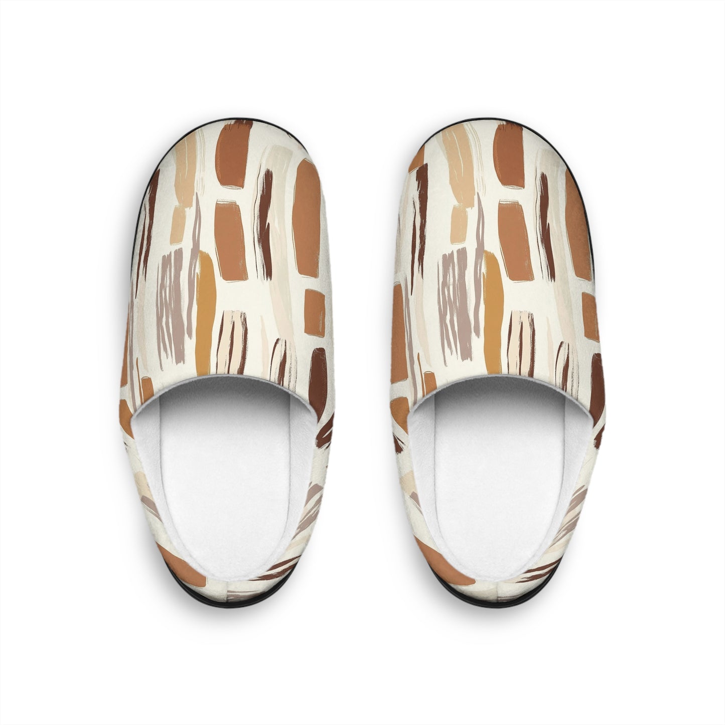 Men’s Neutral Boho Slippers – Abstract Earth Tone Indoor House Shoes | Modern Minimal Cozy Men’s Slippers | Non-Slip Loungewear