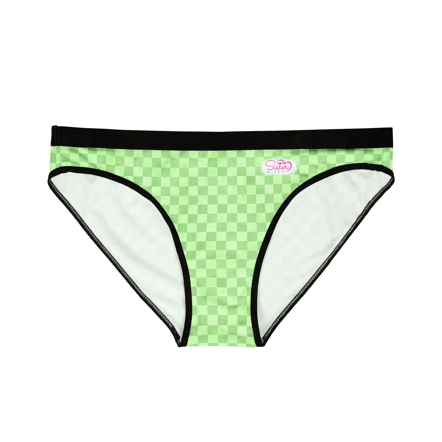 Green Checker Women’s Panties | Aesthetic Bikini Cut Underwear | ENM & Polyamory Friendly Lingerie | Soft Statement Intimates