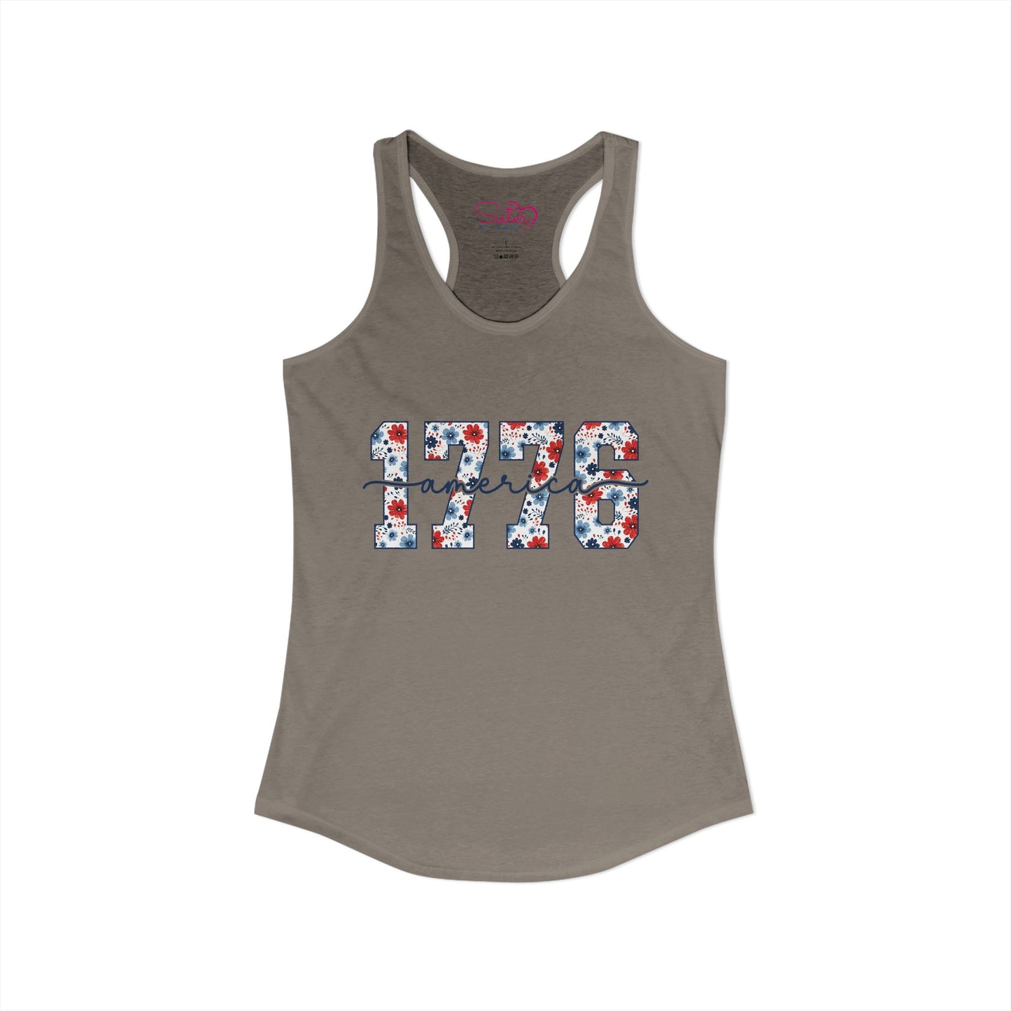 USA Floral Racerback Tank – Patriotic Flower Tank Top | Fourth of July Shirt | Summer USA Graphic Tank