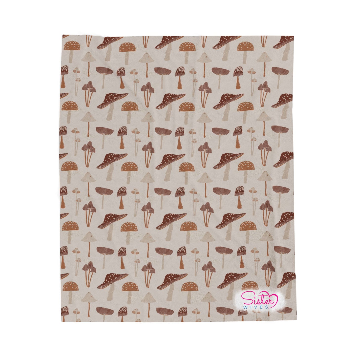 Natrual Mushroom Throw Blanket | Cottagecore Woodland Cozy Blanket | Boho Nature Home Decor | Polyamory & ENM Friendly